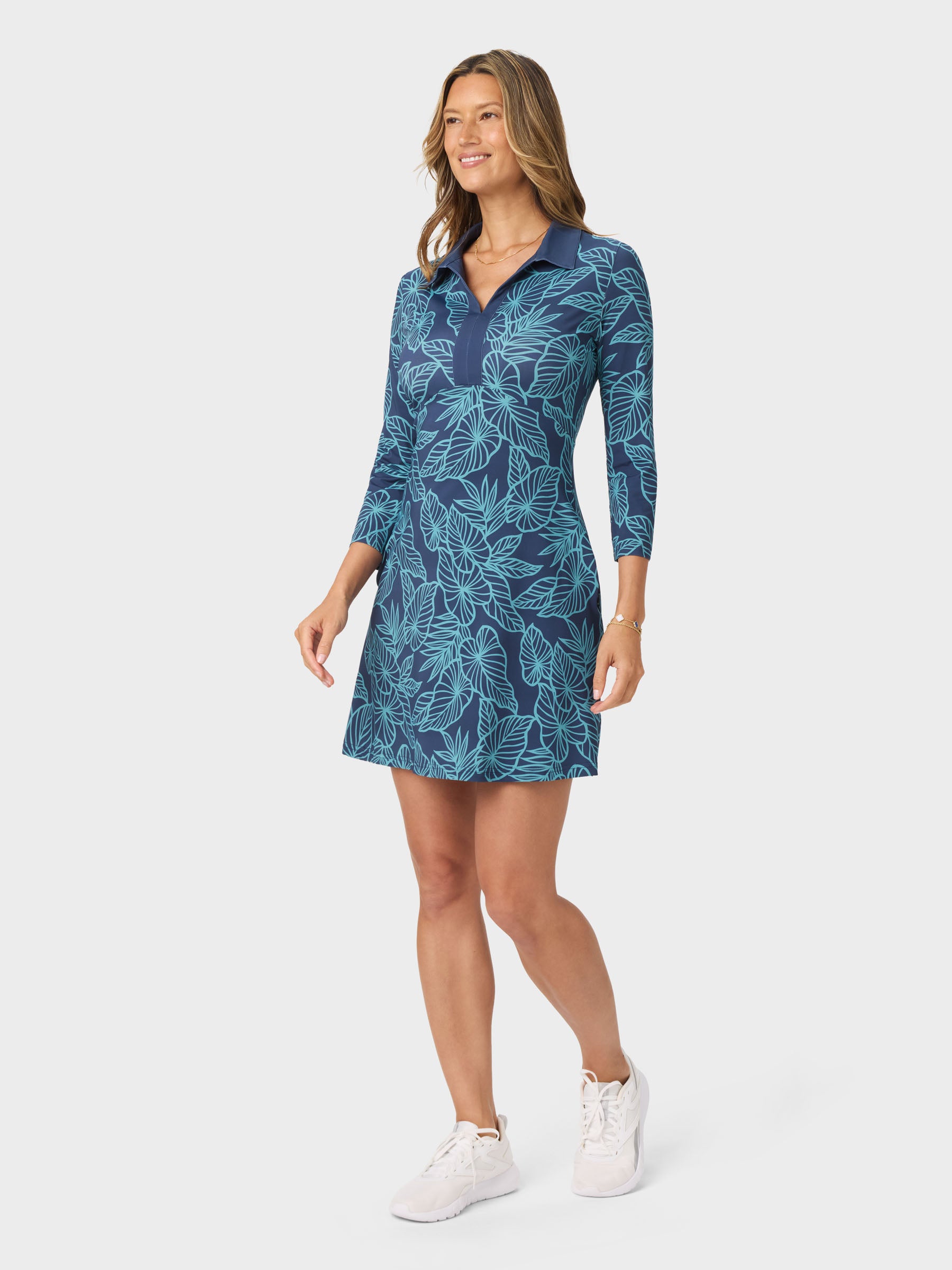 Reyn Spooner KALO LEAF LOLA PERFORMANCE DRESS in NAVY