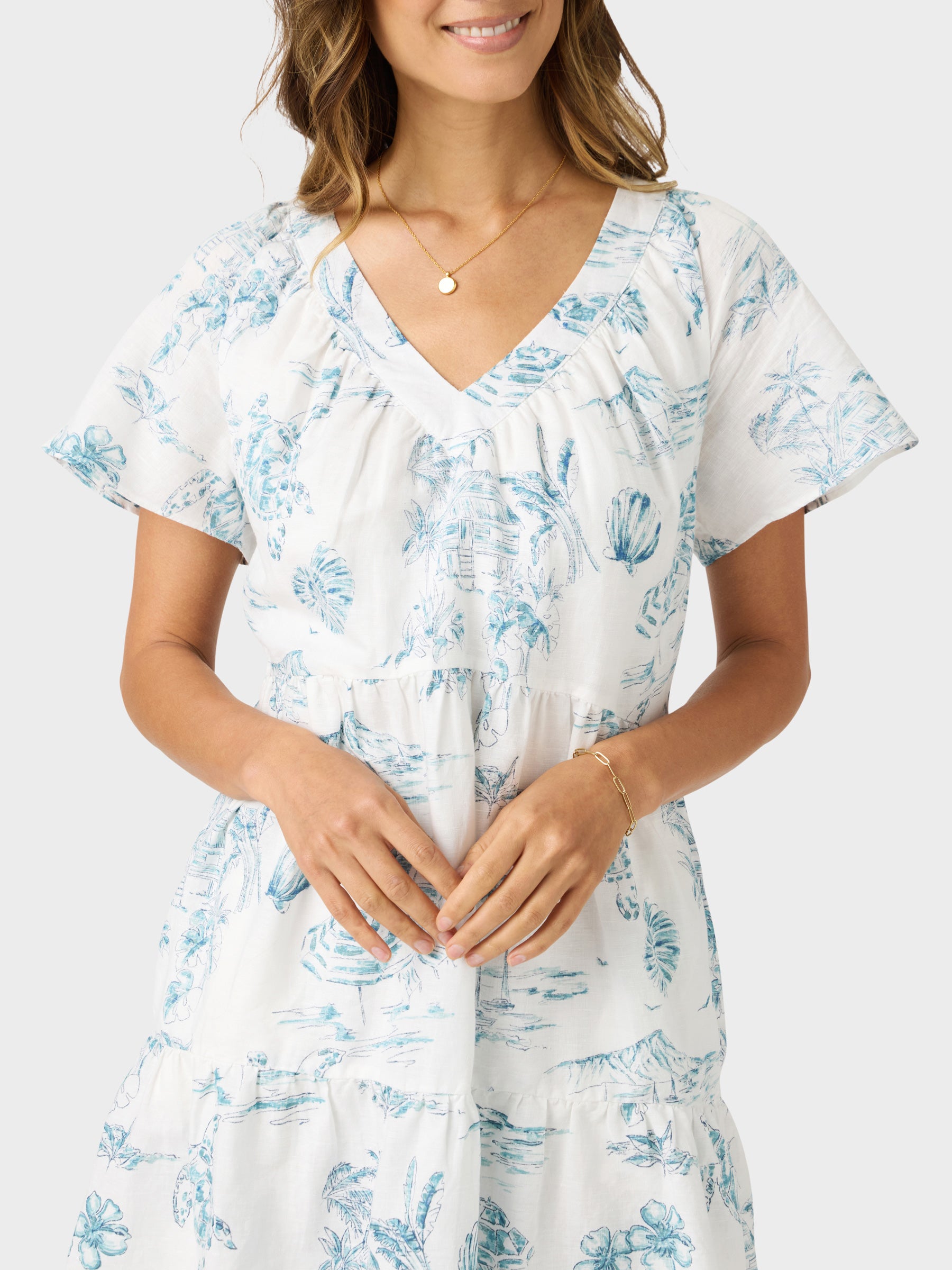 Reyn Spooner LAZY LAGOON SUMMER DRESS in WHITE
