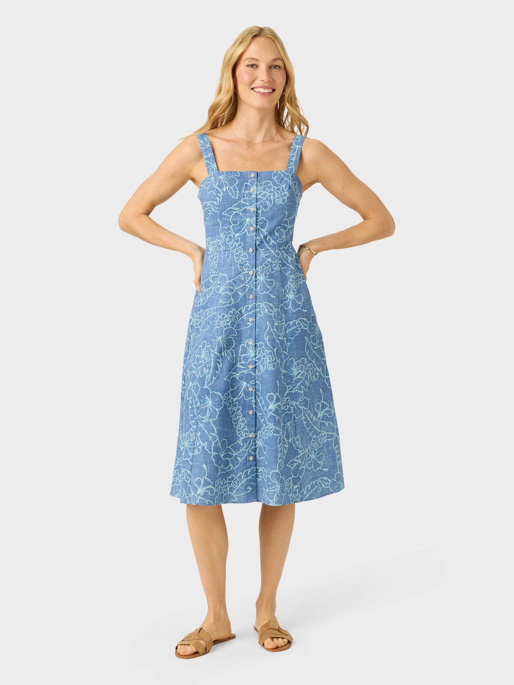 Reyn Spooner LEI LOW RILEY DRESS in HORIZON BLUE