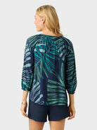 Reyn Spooner LOULU FRONDS PHOEBE TOP in NAVY