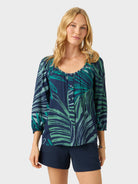 Reyn Spooner LOULU FRONDS PHOEBE TOP in NAVY