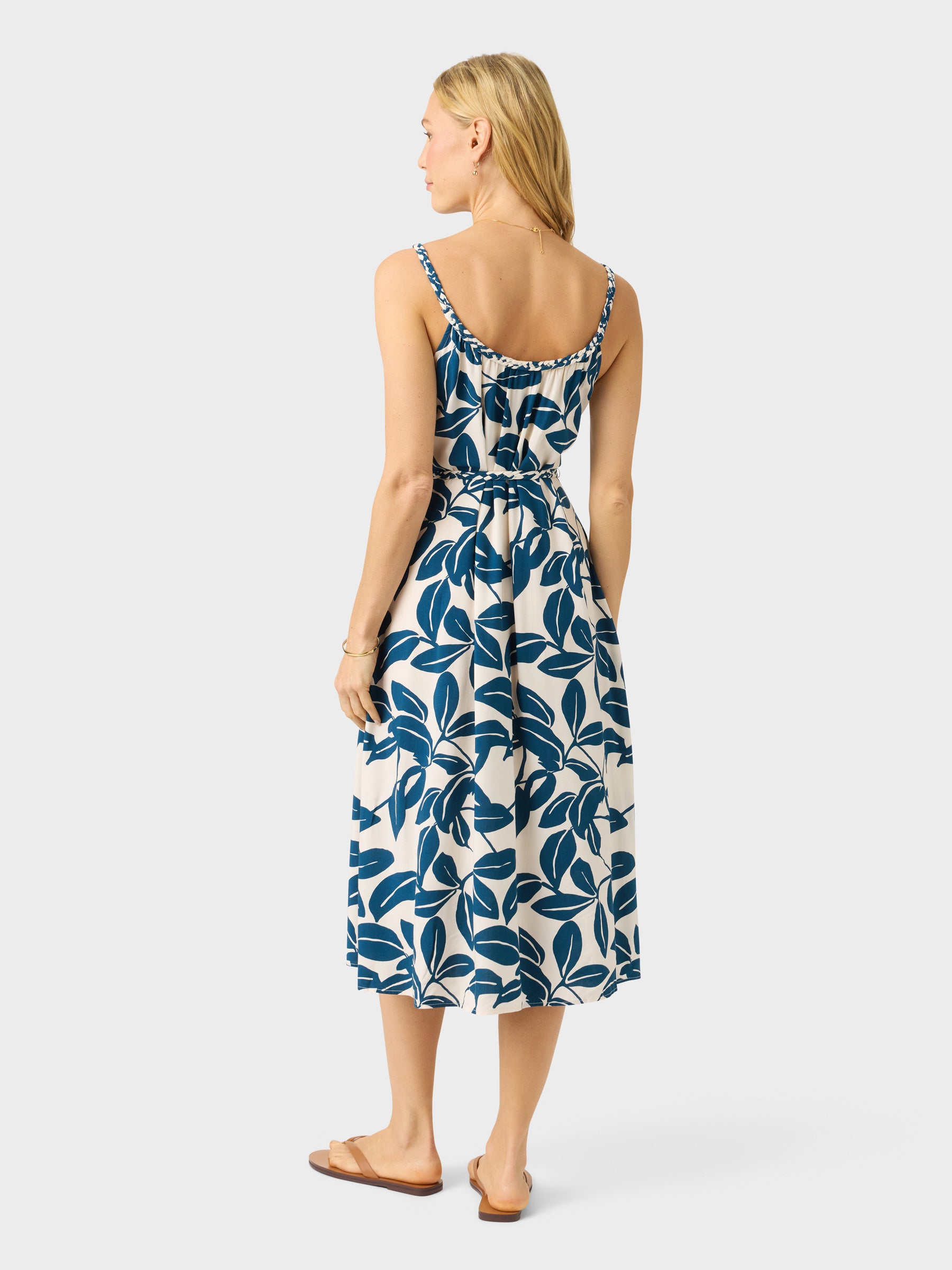 Reyn Spooner LUSH LEAVES BLAIR DRESS in OFF WHITE