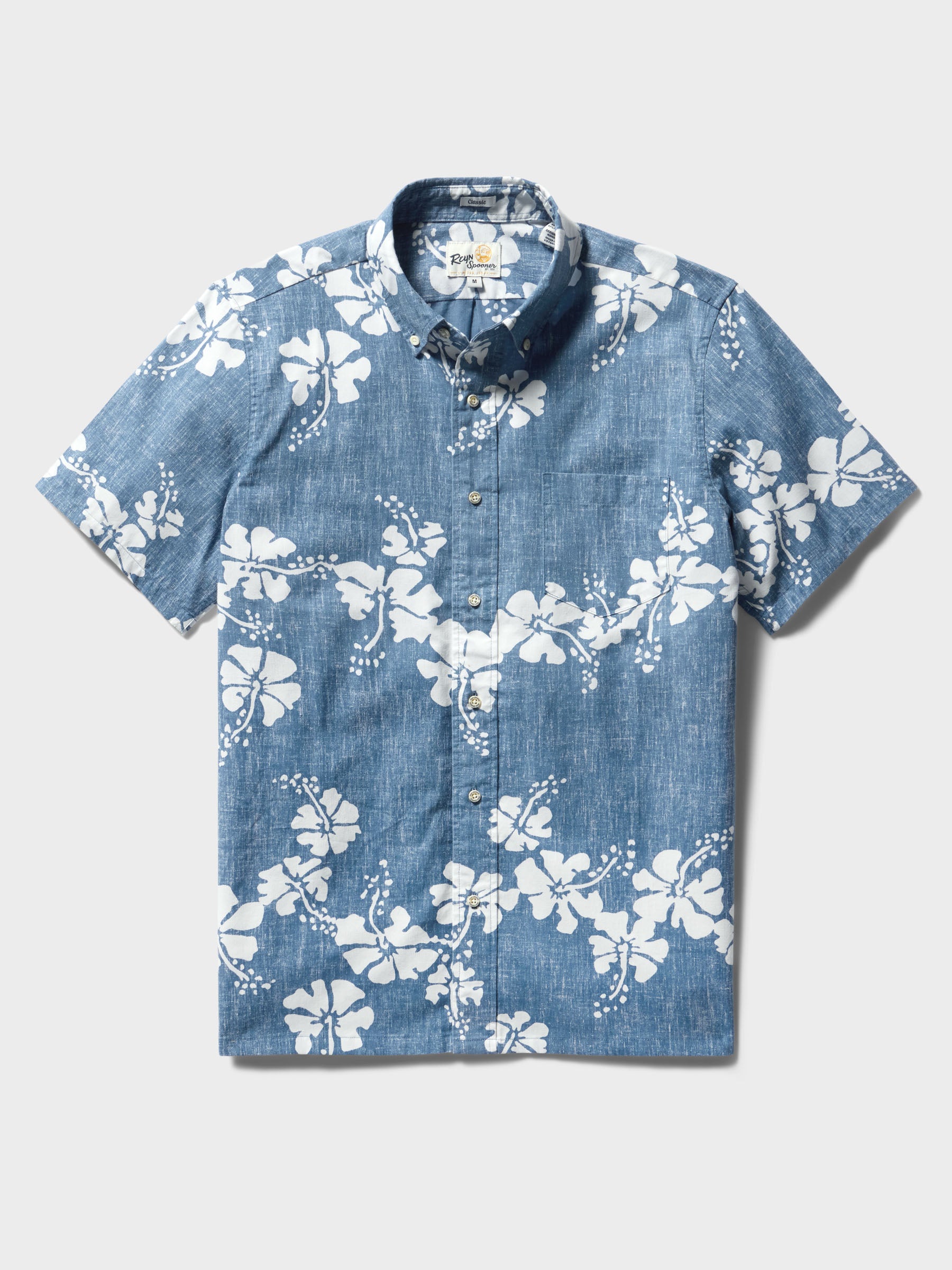 Reyn Spooner 50TH STATE FLOWER BUTTON FRONT in DENIM