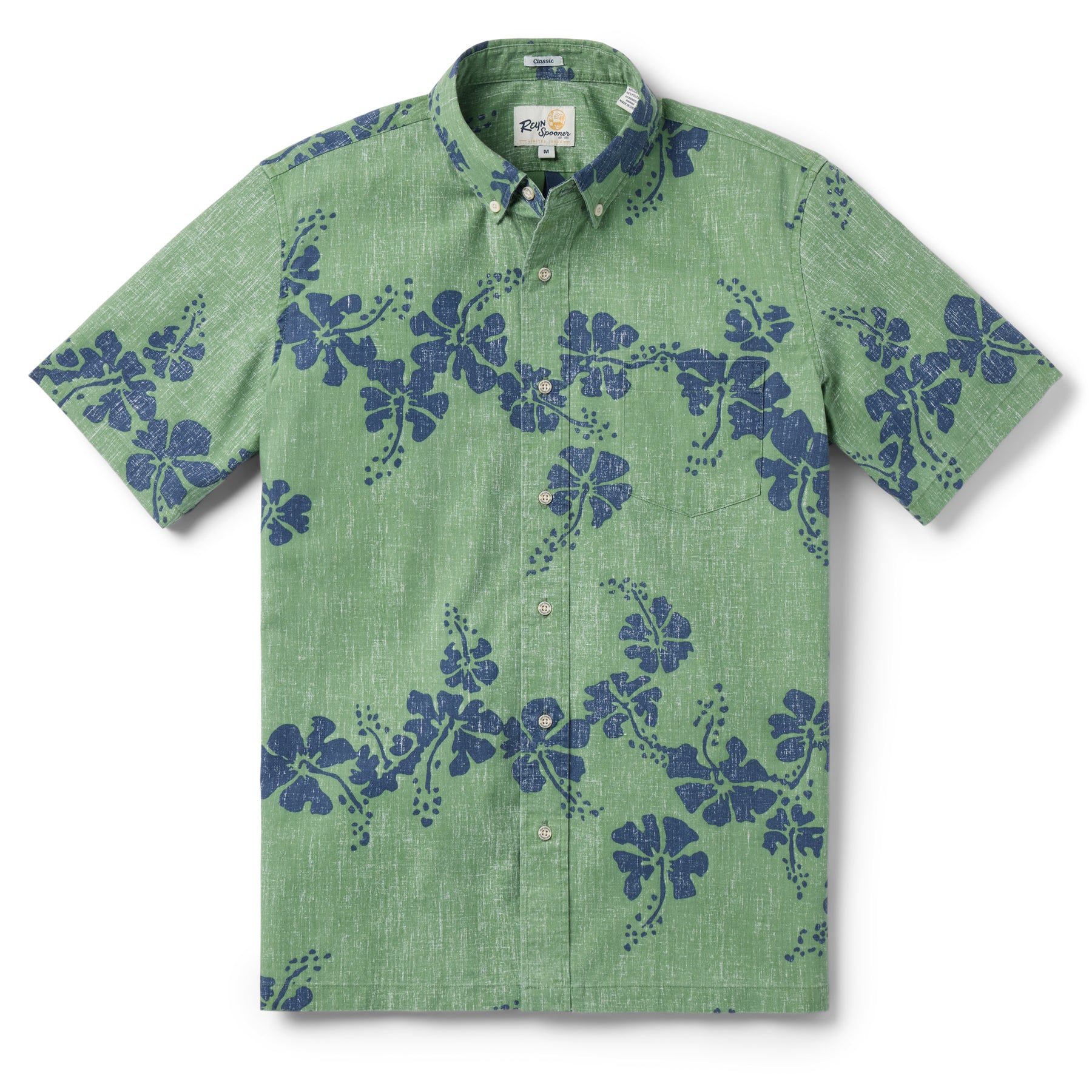 Reyn Spooner 50TH STATE FLOWER BUTTON FRONT in JADE