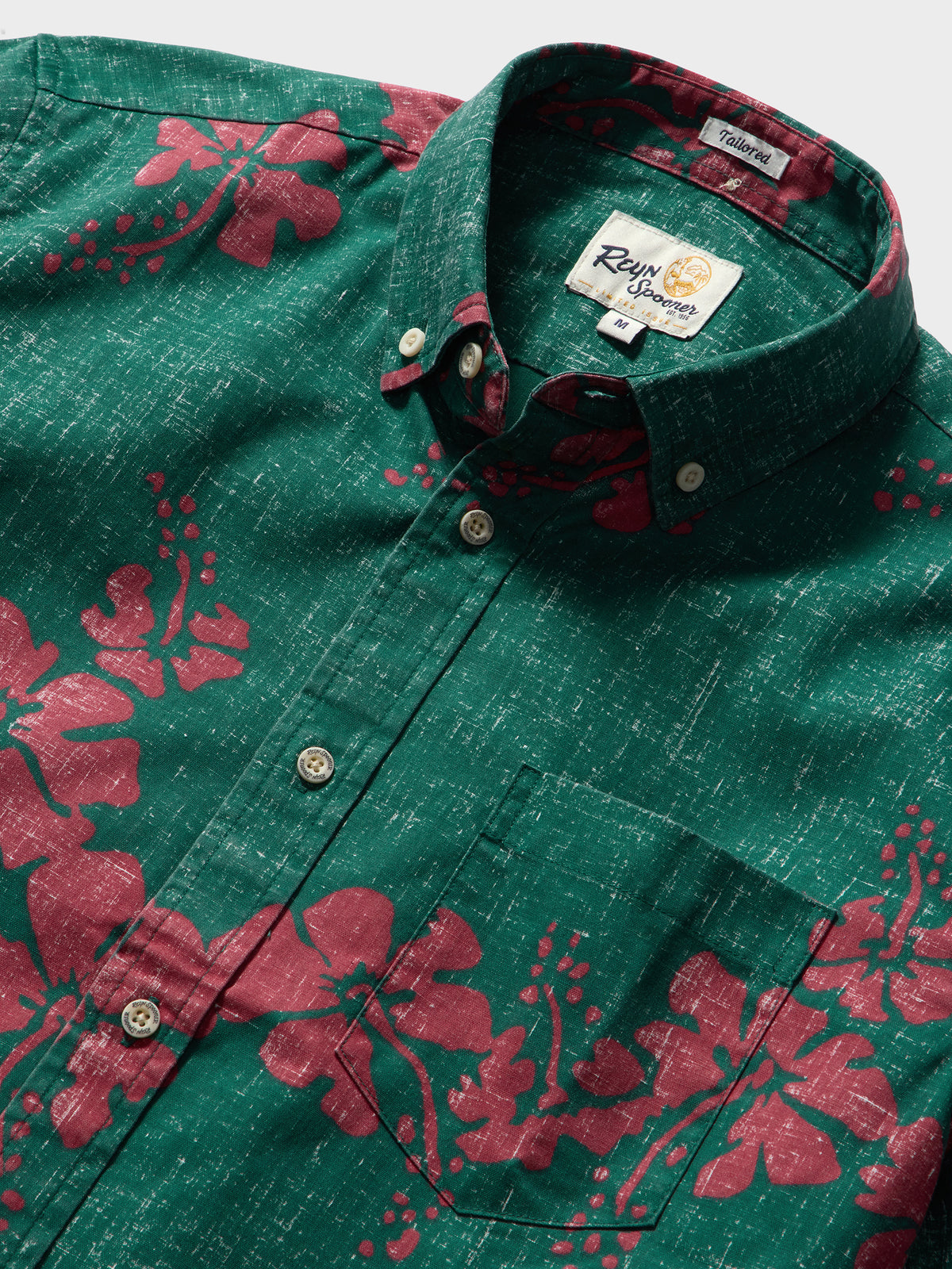 Reyn Spooner 50TH STATE FLOWER TAILORED in FOREST GREEN