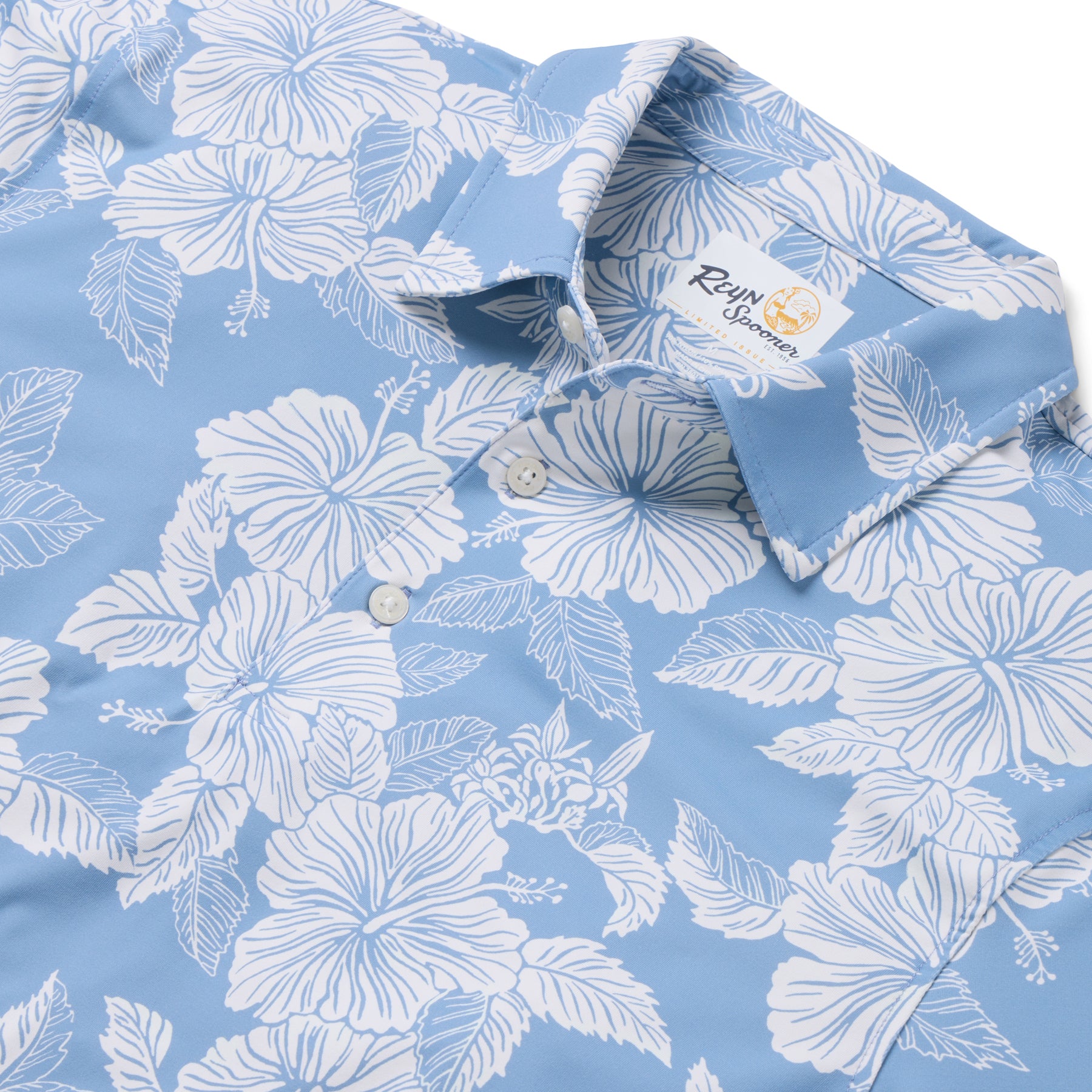 Reyn Spooner ALOHA BISCUS PERFORMANCE POLO in CAMEO BLUE