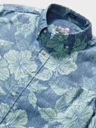 Reyn Spooner ALOHA BISCUS BUTTON FRONT in BLUE HORIZON
