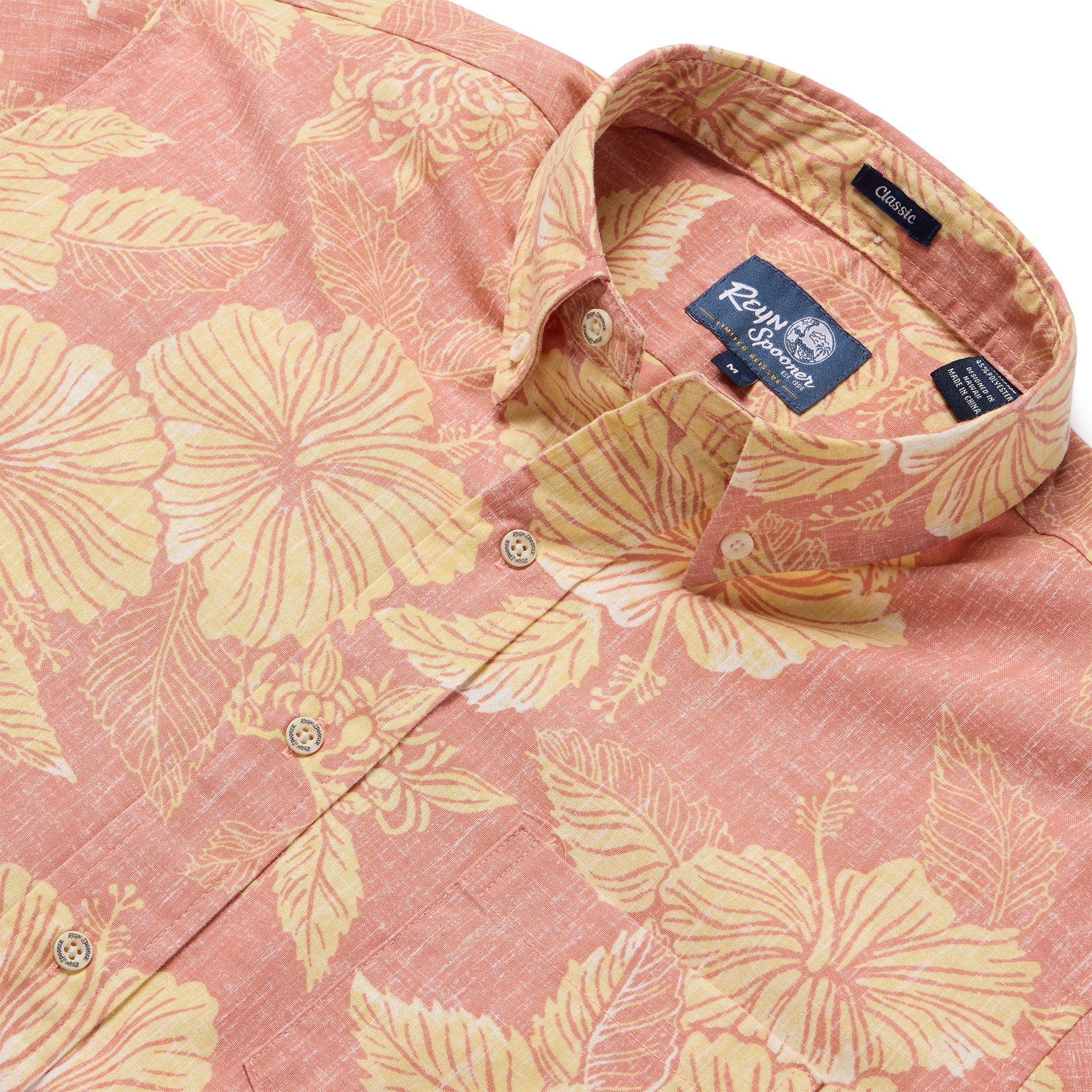 Reyn Spooner ALOHA BISCUS BUTTON FRONT in FADED AMBER