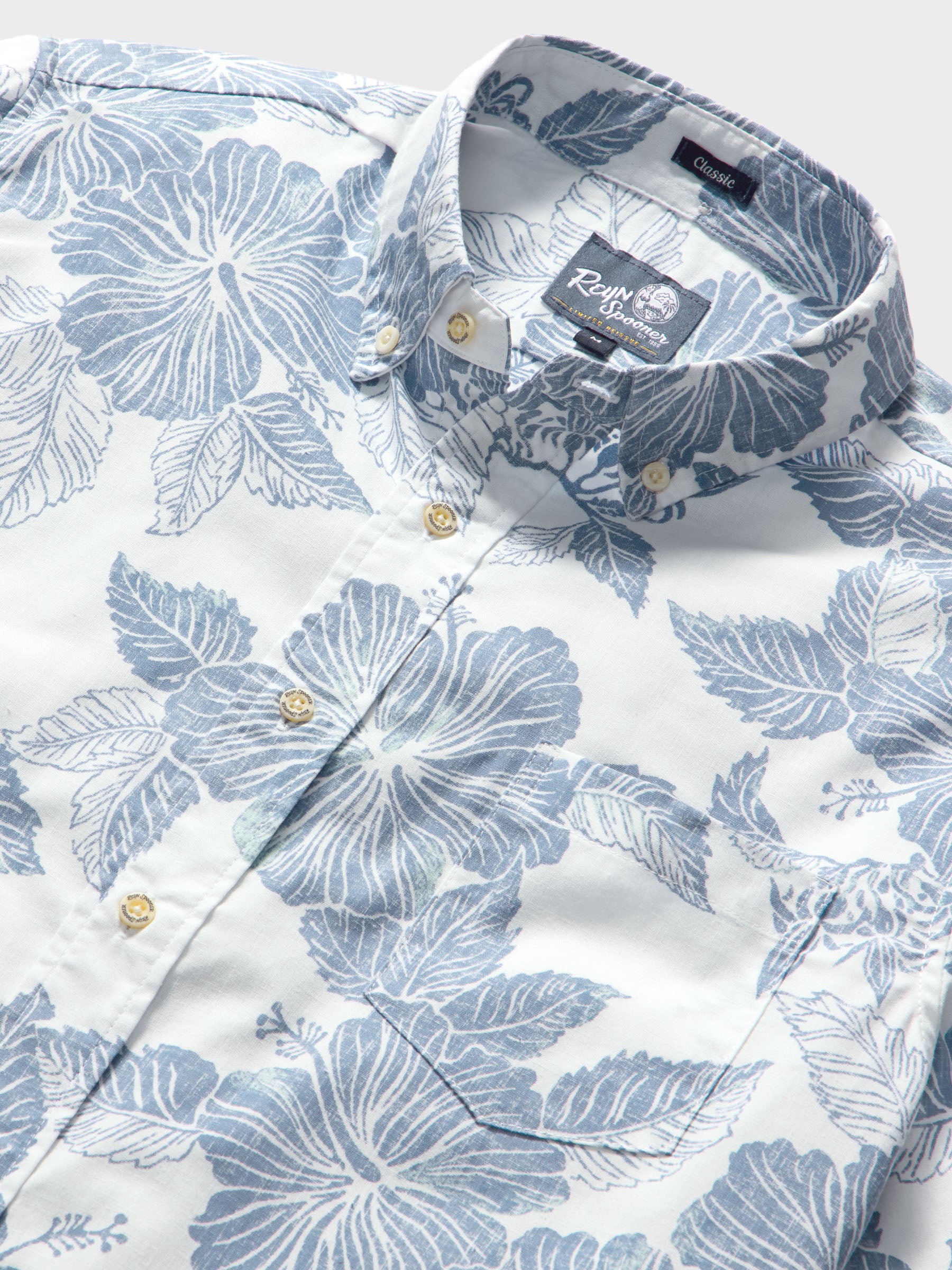 Reyn Spooner ALOHA BISCUS BUTTON FRONT in WHITE 
