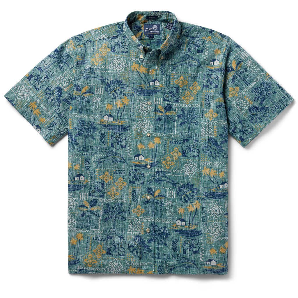 Reyn Spooner TAPA MONTAGE BUTTON FRONT in SAGEBRUSH