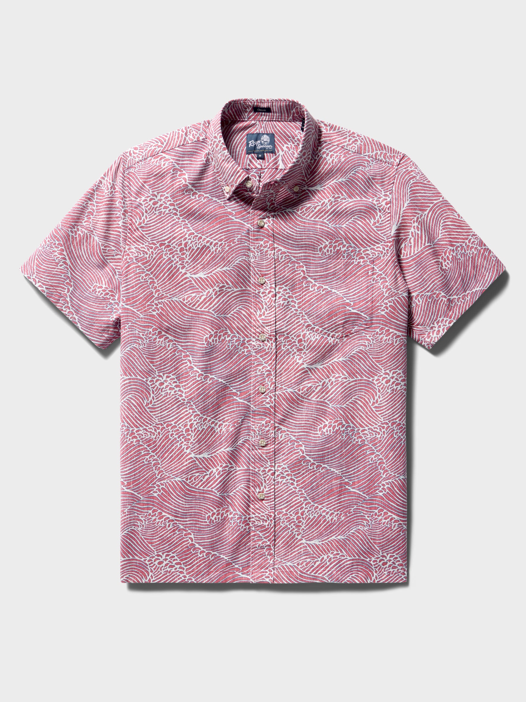 Reyn Spooner MOLOKAI CHANNEL BUTTON FRONT in VINTAGE RED