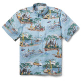 Reyn Spooner ALOHA ALIENS BUTTON FRONT in SKY BLUE
