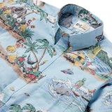 Reyn Spooner ALOHA ALIENS BUTTON FRONT in SKY BLUE