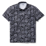 Reyn Spooner TROPICAL TAPA PERFORMANCE POLO in BLACK