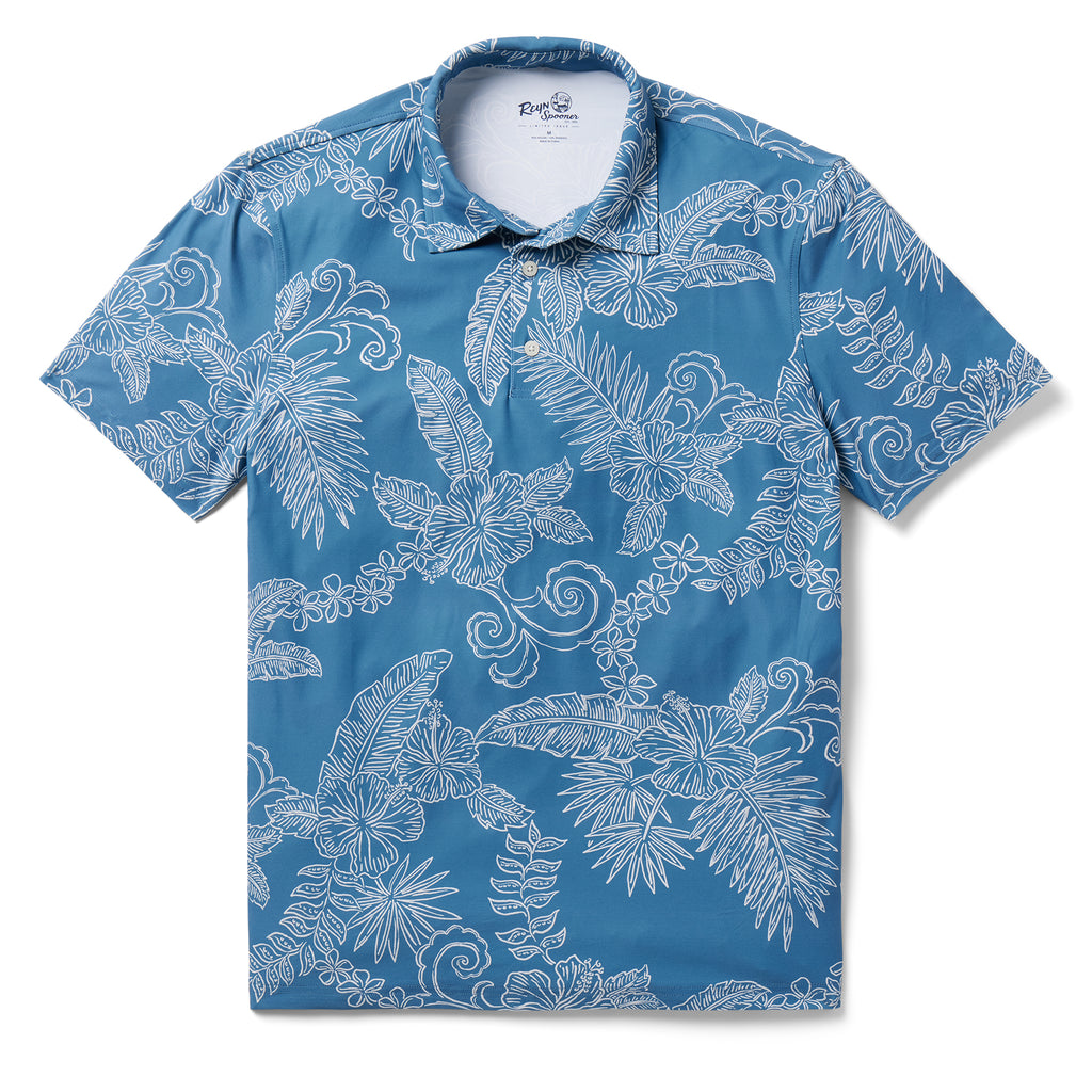 Reyn Spooner FANCY BISCUS PERFORMANCE POLO in BLUE