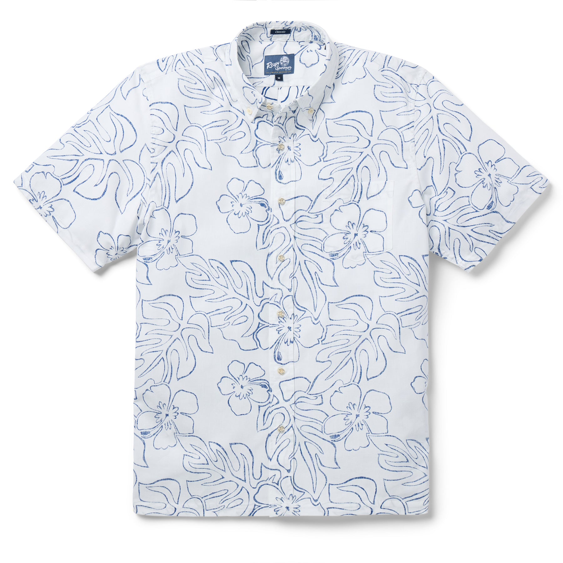 Reyn Spooner MONSTERA INK BUTTON FRONT in WHITE
