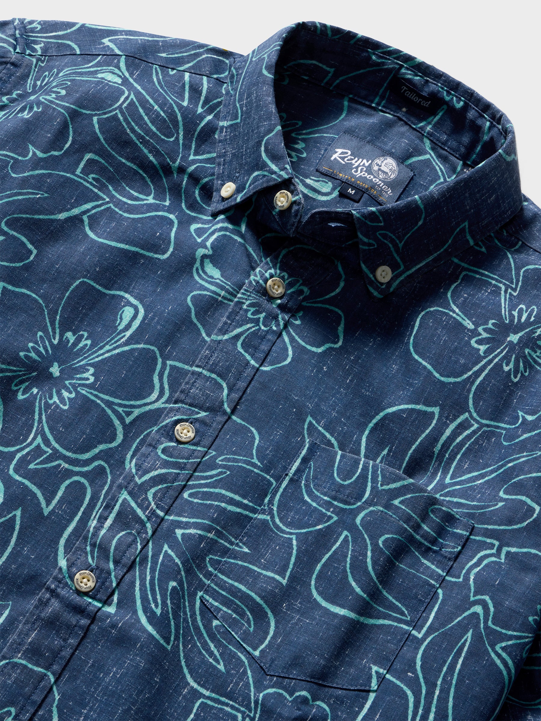 Reyn Spooner MONSTERA INK TAILORED in DRESS BLUES