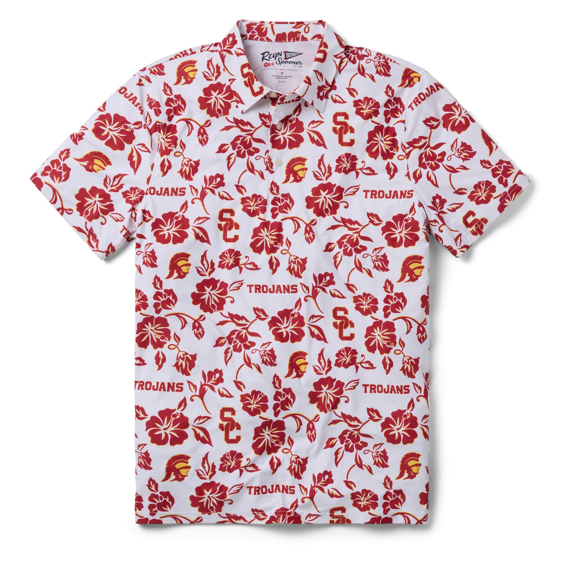 Reyn Spooner UNIVERSITY OF SOUTHERN CALIFORNIA PUA PERFORMANCE POLO in WHITE