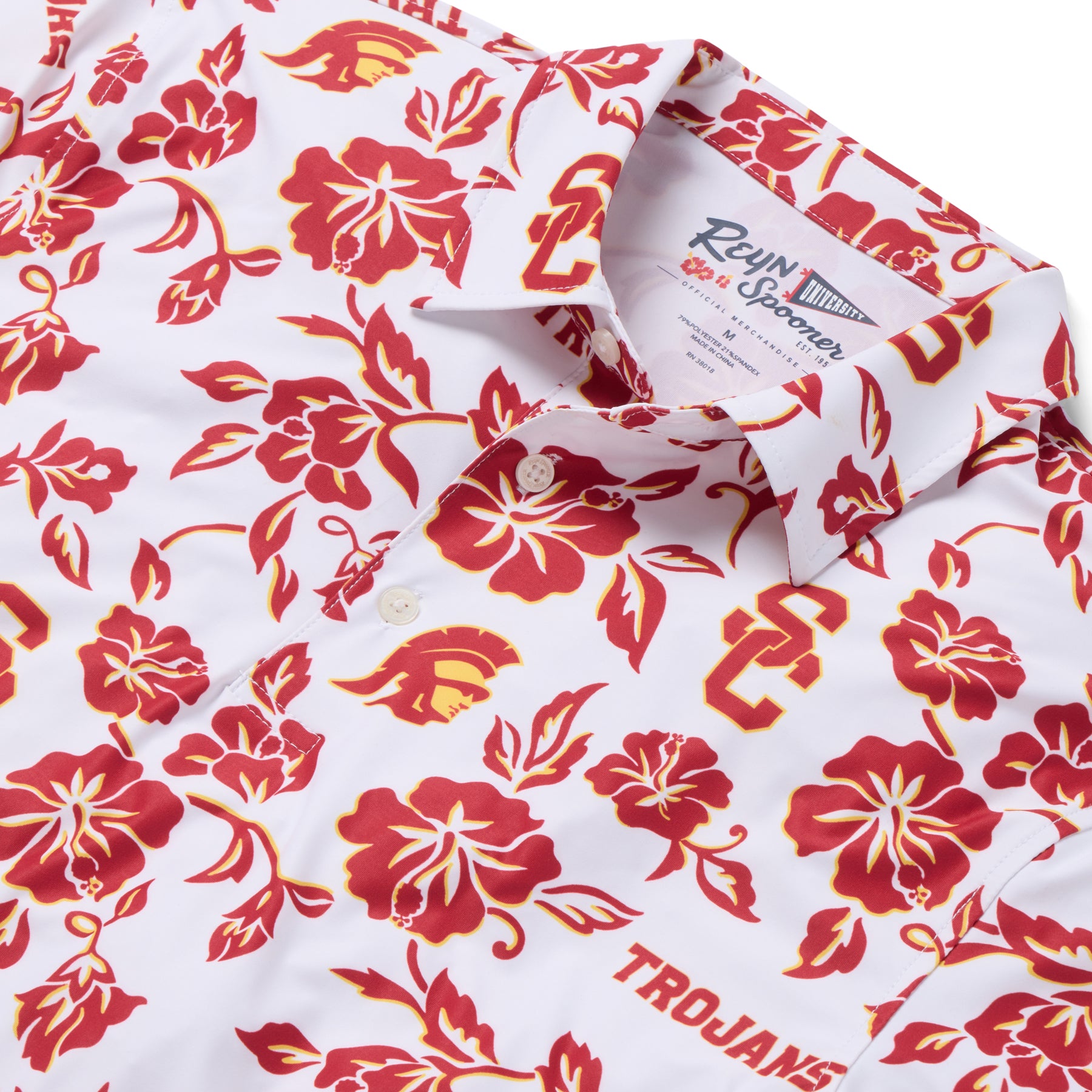 Reyn Spooner UNIVERSITY OF SOUTHERN CALIFORNIA PUA PERFORMANCE POLO in WHITE