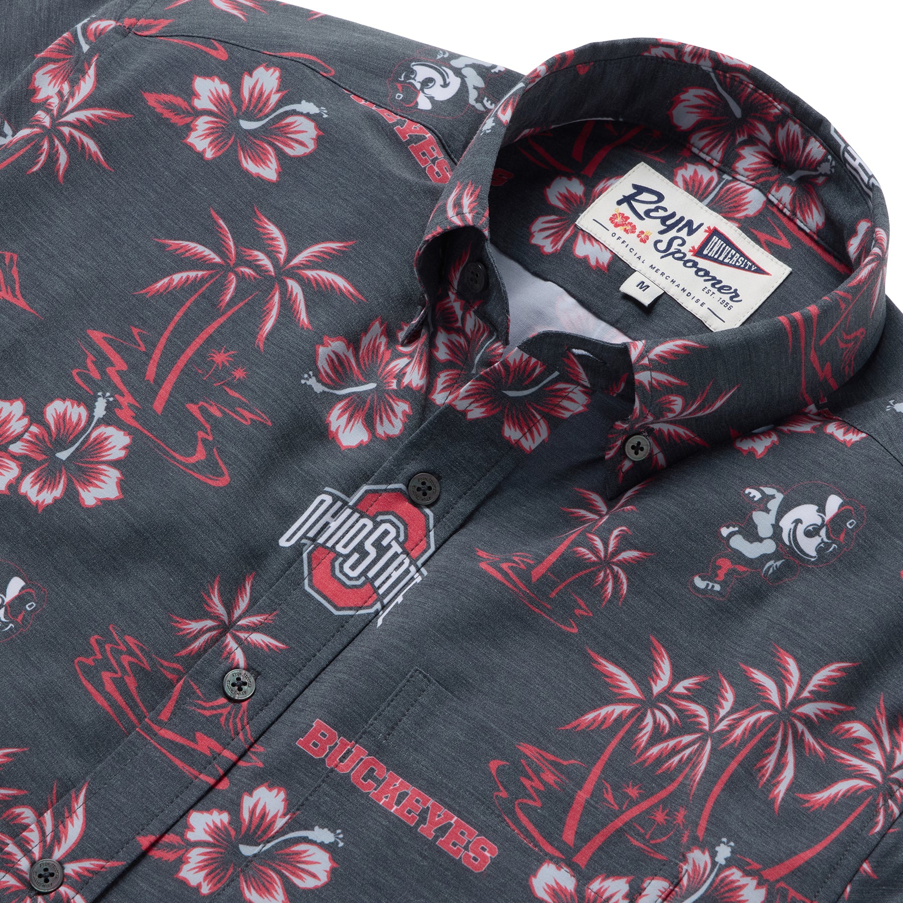 Reyn Spooner THE OHIO STATE UNIVERSITY KEKAI PERFORMANCE BUTTON FRONT in BLACK