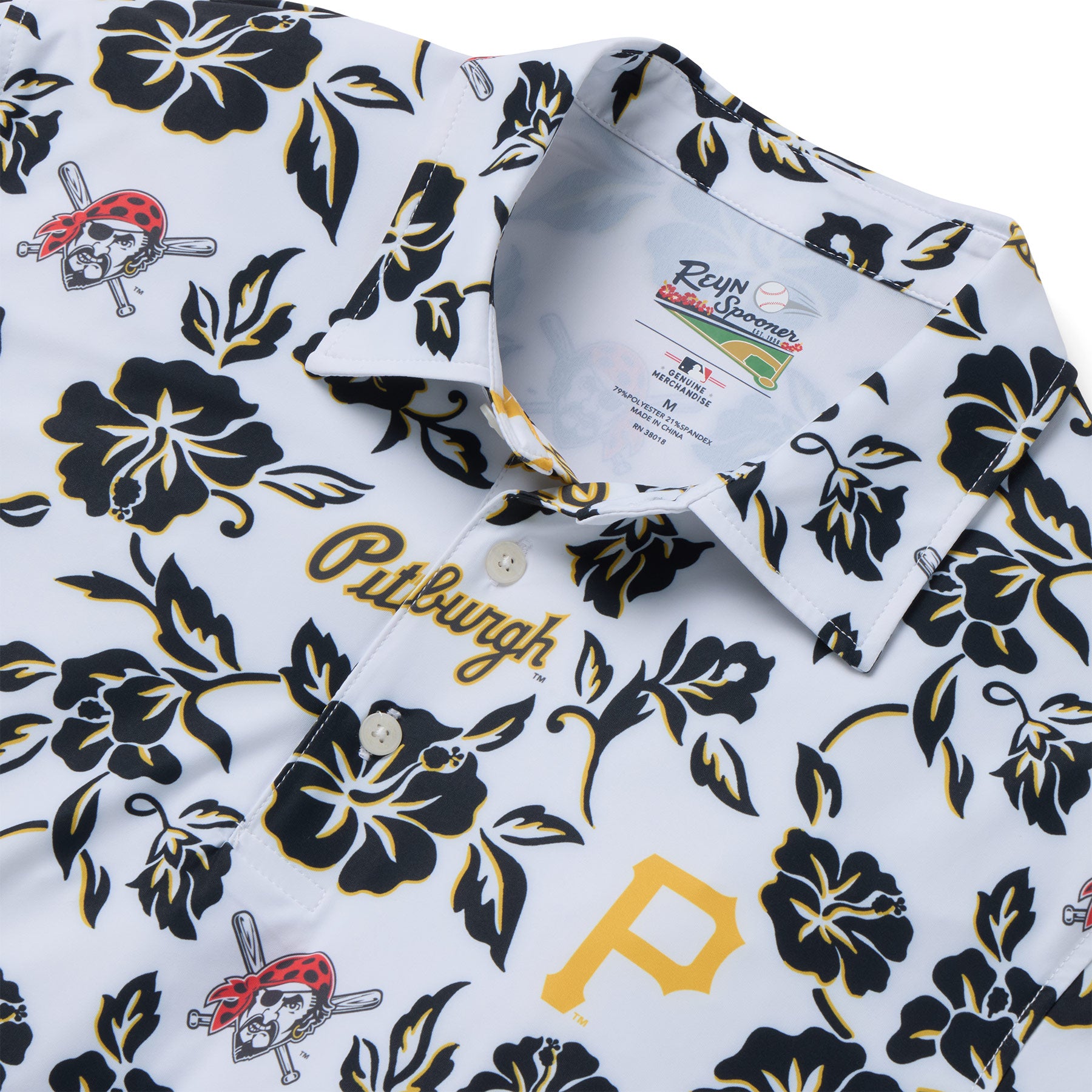 Reyn Spooner PITTSBURGH PIRATES GAME DAY PERFORMANCE POLO in WHITE
