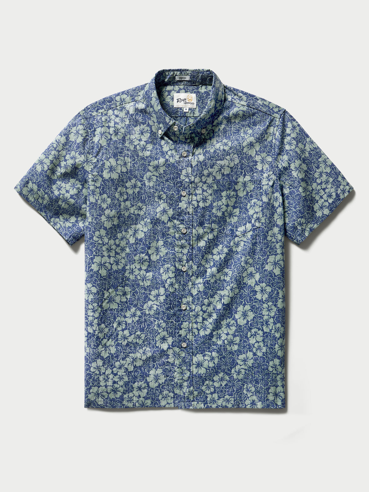 Reyn Spooner BISCUS BOUNTY BUTTON FRONT in BLUE
