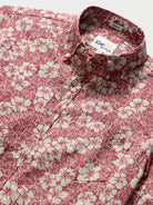 Reyn Spooner BISCUS BOUNTY BUTTON FRONT in EARTH RED