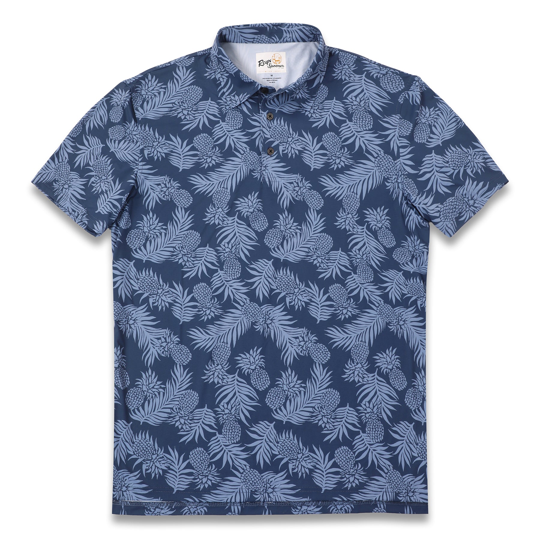 Reyn Spooner PINEAPPLE PALM PERFORMANCE POLO in NAVY