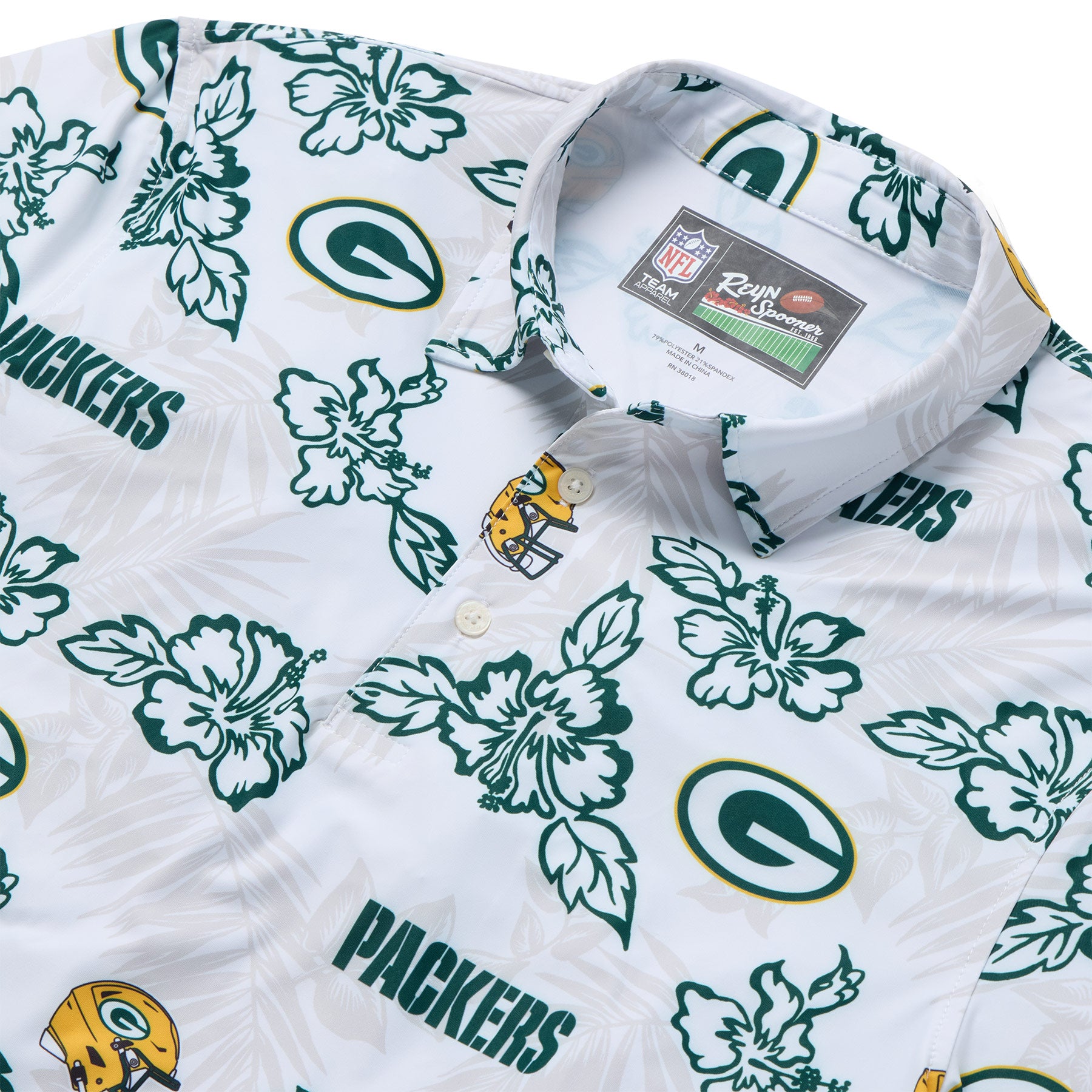 green bay packers dress shirt Signature Bar T-Shirt FOCO drying fabric Men's Reyn Spooner White Green