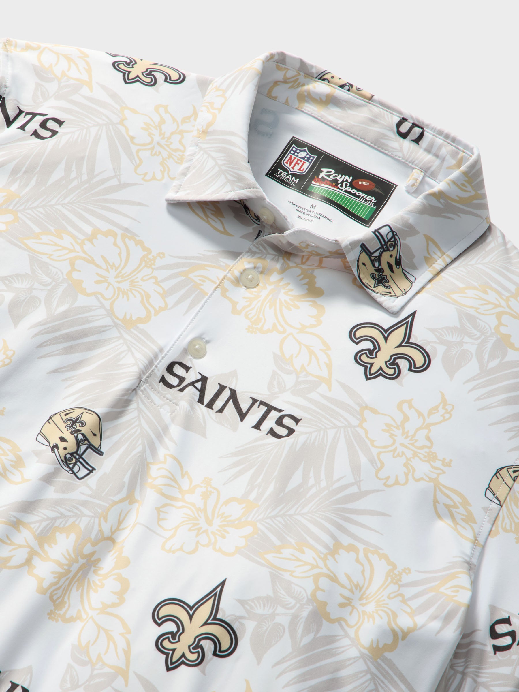 Reyn Spooner NEW ORLEANS SAINTS GAME DAY PERFORMANCE POLO in WHITE