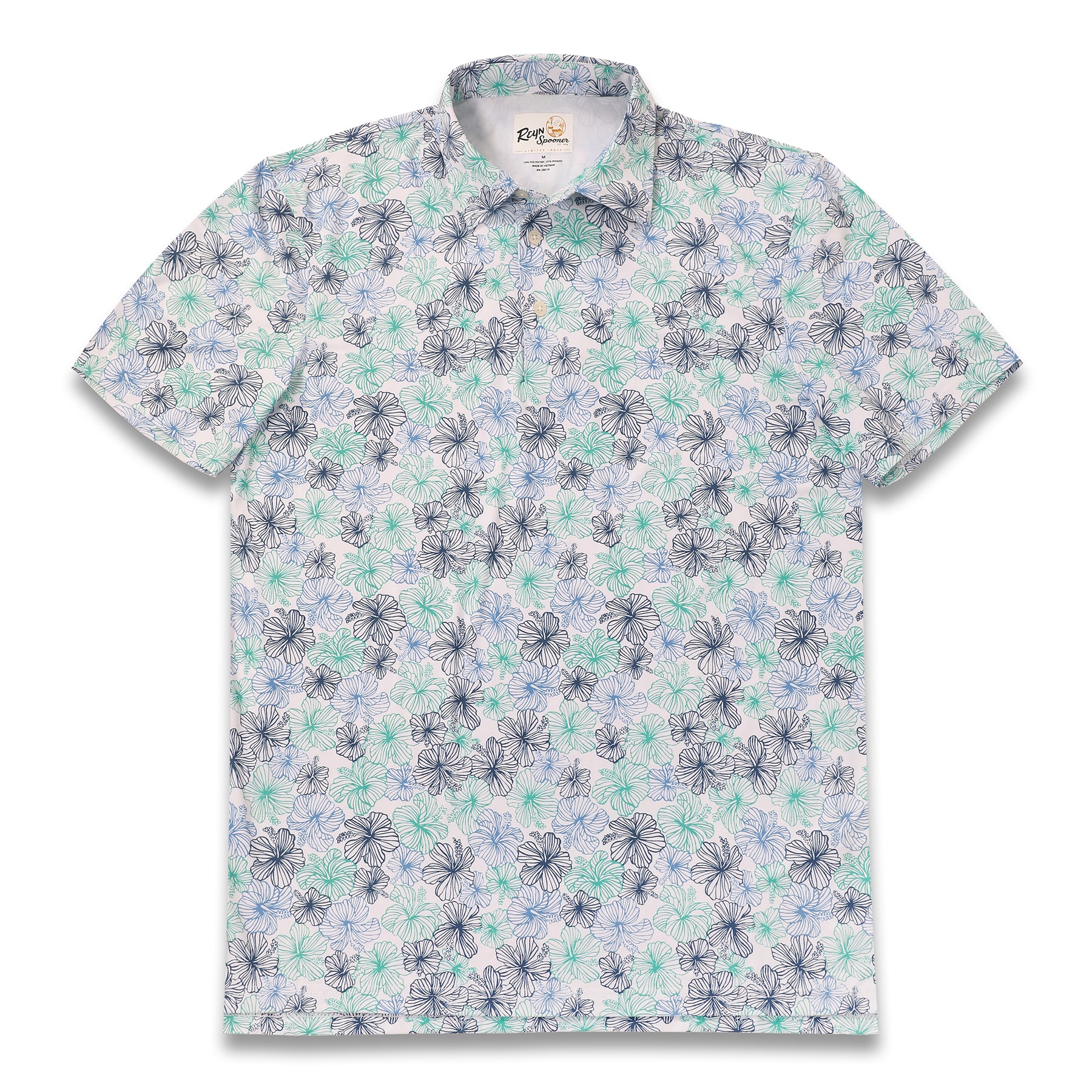 Reyn Spooner ELECTRIC BISCUS PERFORMANCE POLO in WHITE