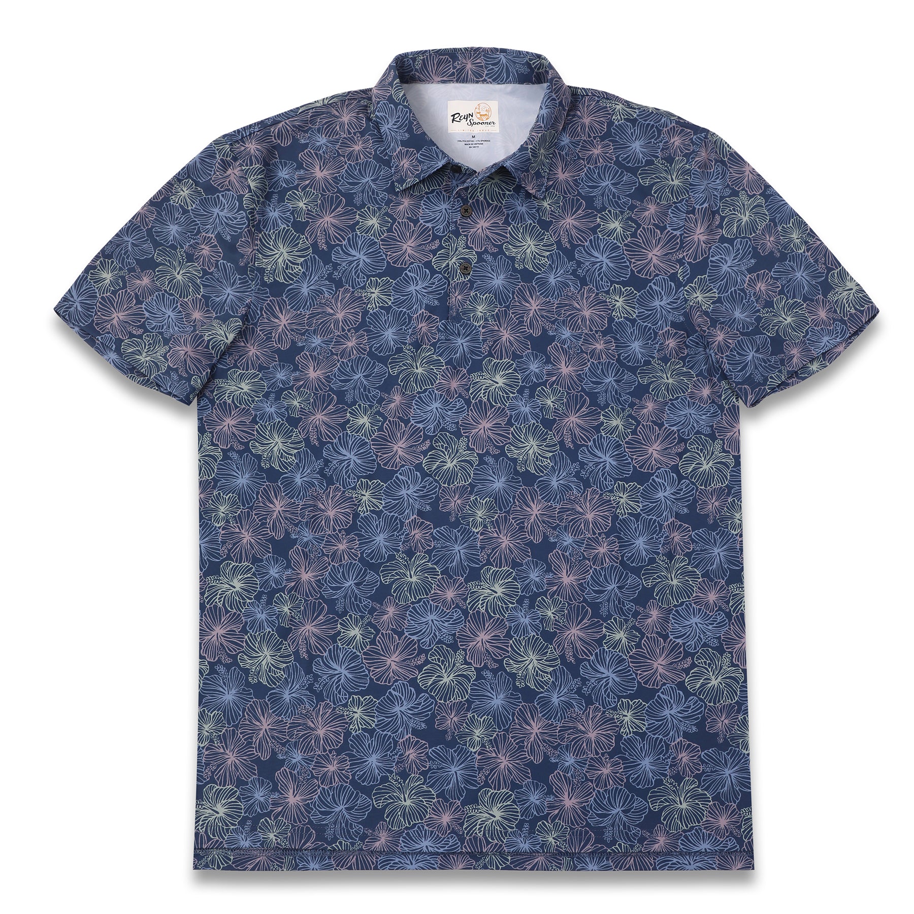 Reyn Spooner ELECTRIC BISCUS PERFORMANCE POLO in NAVY