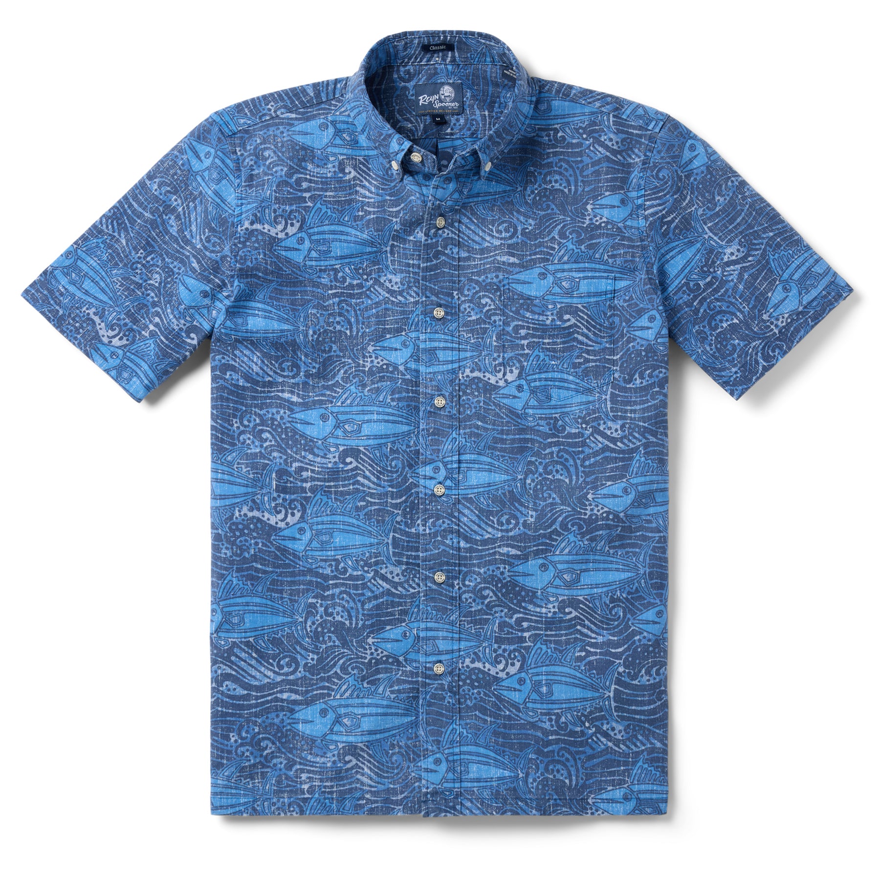 reyn spoonerネイビー柄シャツ ワンピース AHI NALU MEN'S SHIRT | Reyn Spooner