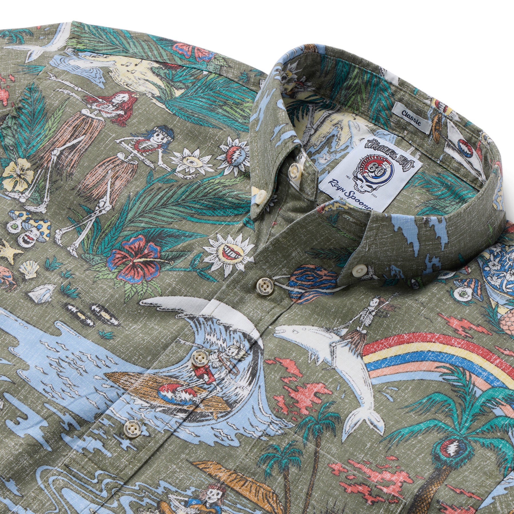 Reyn Spooner GRATEFUL DEAD "FAR OUT" PULLOVER in DUSTY OLIVE