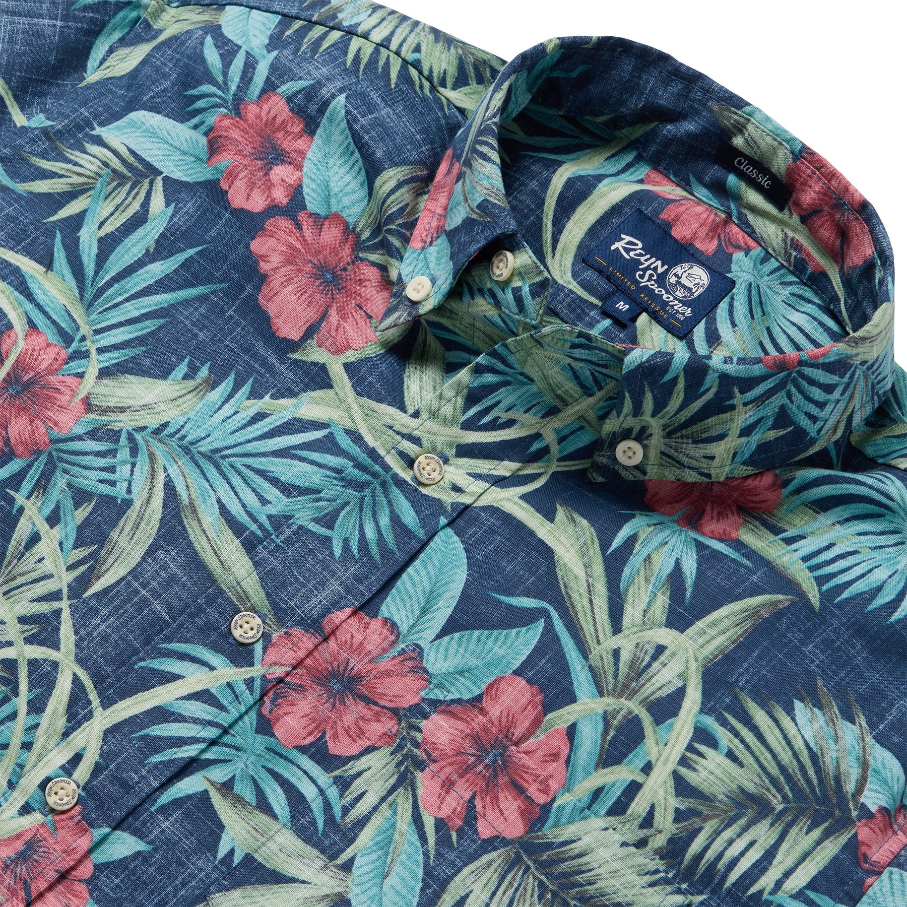 Reyn Spooner PALM FLORAL BUTTON FRONT in NAVY
