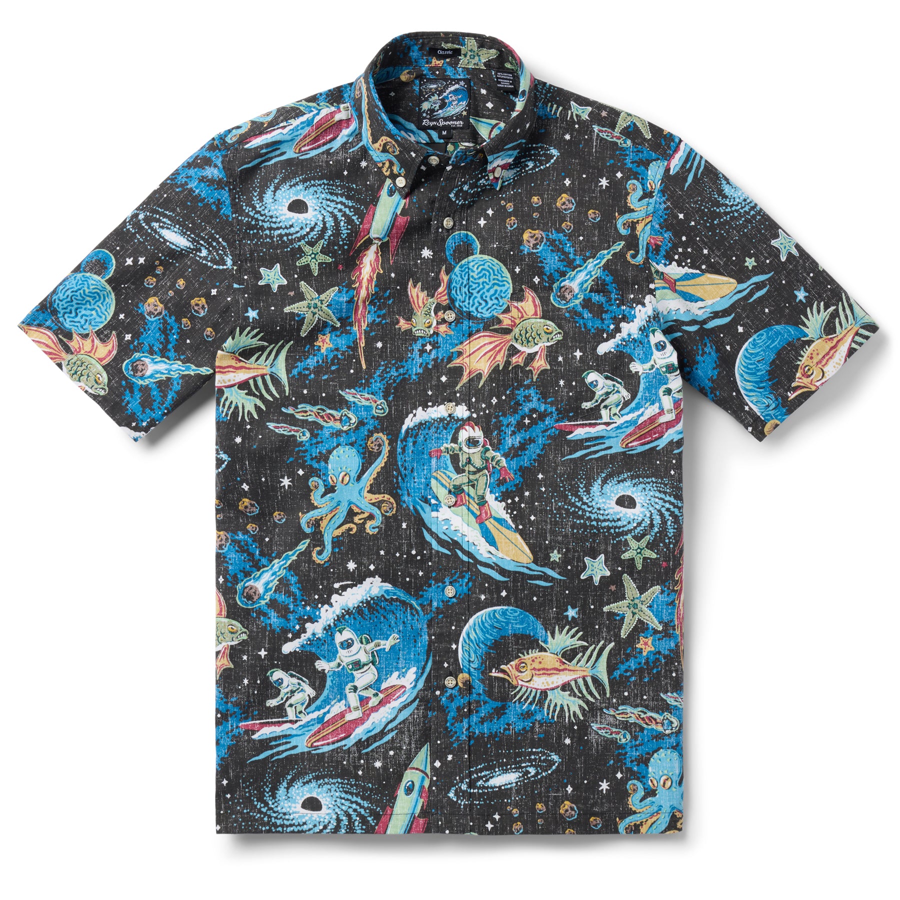 Reyn Spooner COSMOS CRUISIN' BUTTON FRONT in BLACK