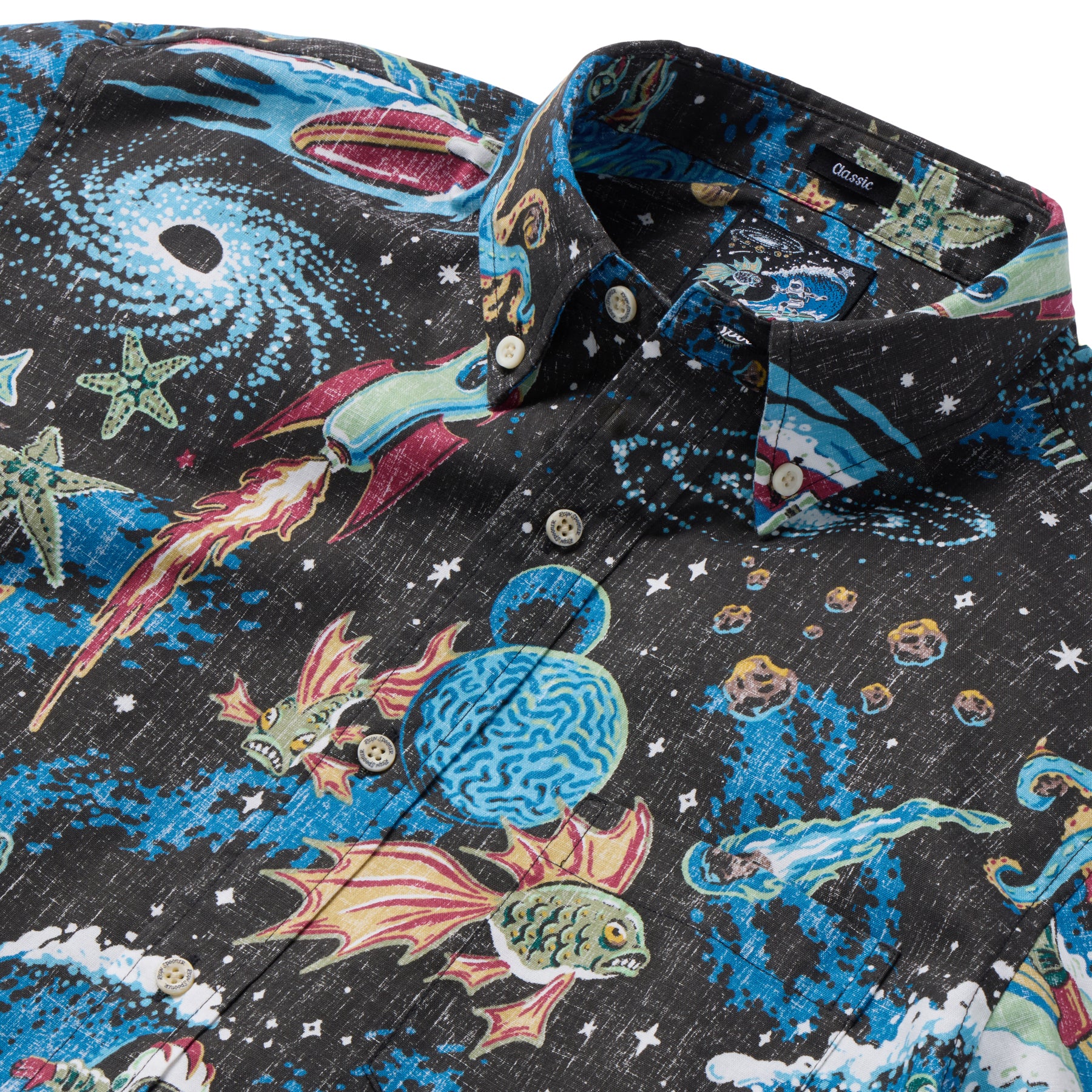 Reyn Spooner COSMOS CRUISIN' BUTTON FRONT in BLACK