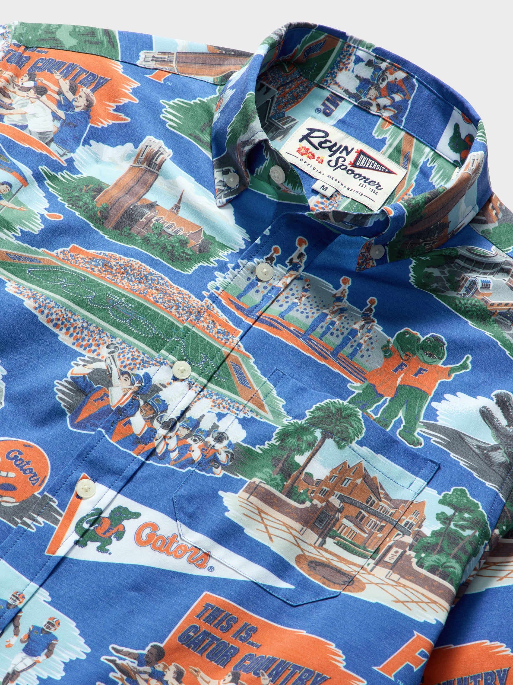 Reyn Spooner UNIVERSITY OF FLORIDA SCENIC PERFORMANCE ALOHA SHIRT in BLUE