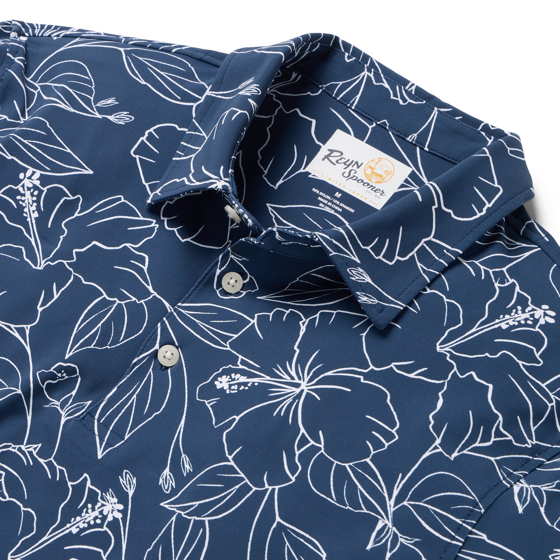 Reyn Spooner BIG BLOOMS PERFORMANCE POLO in NAVY