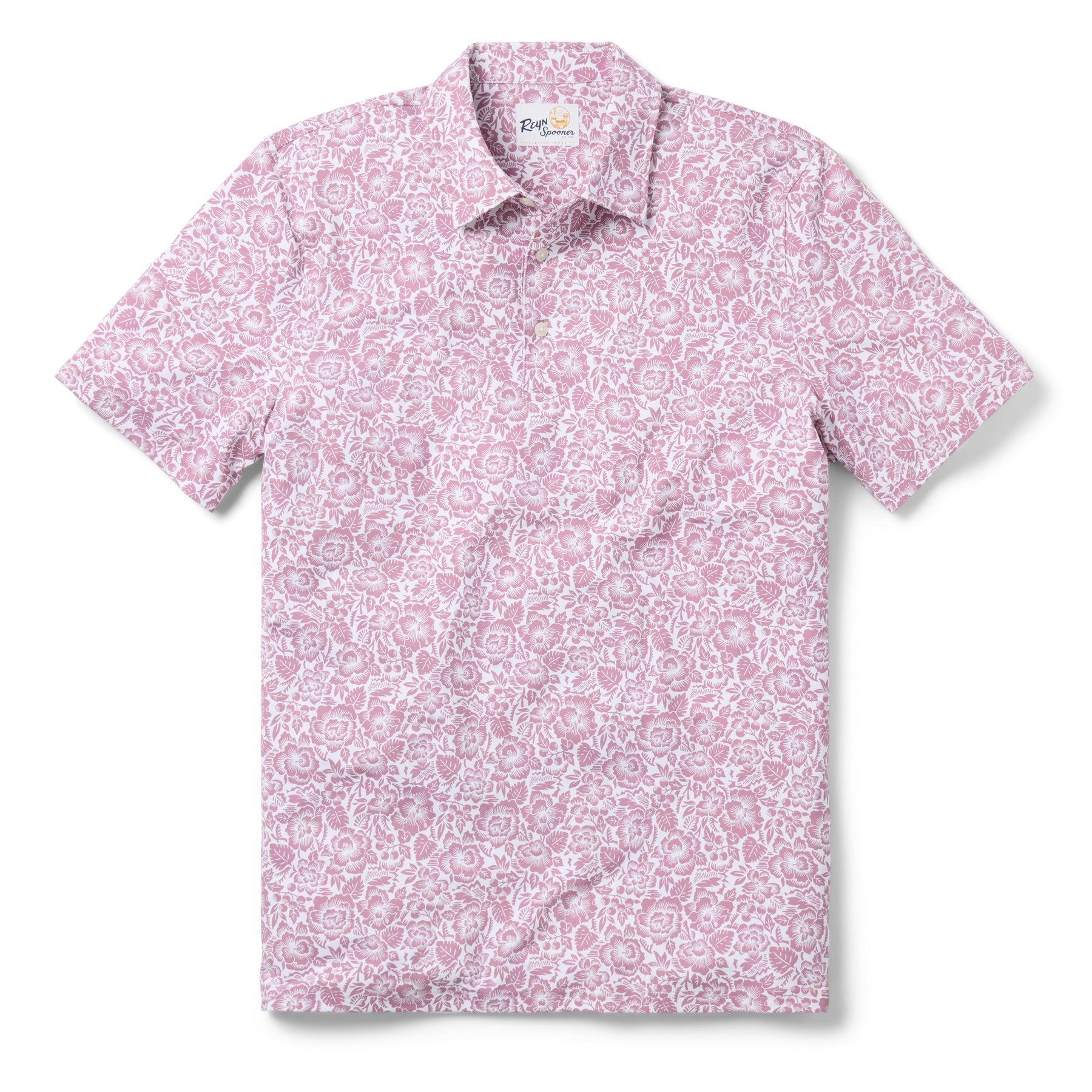 Reyn Spooner ISLAND BISCUS PERFORMANCE POLO in DUSTY PINK