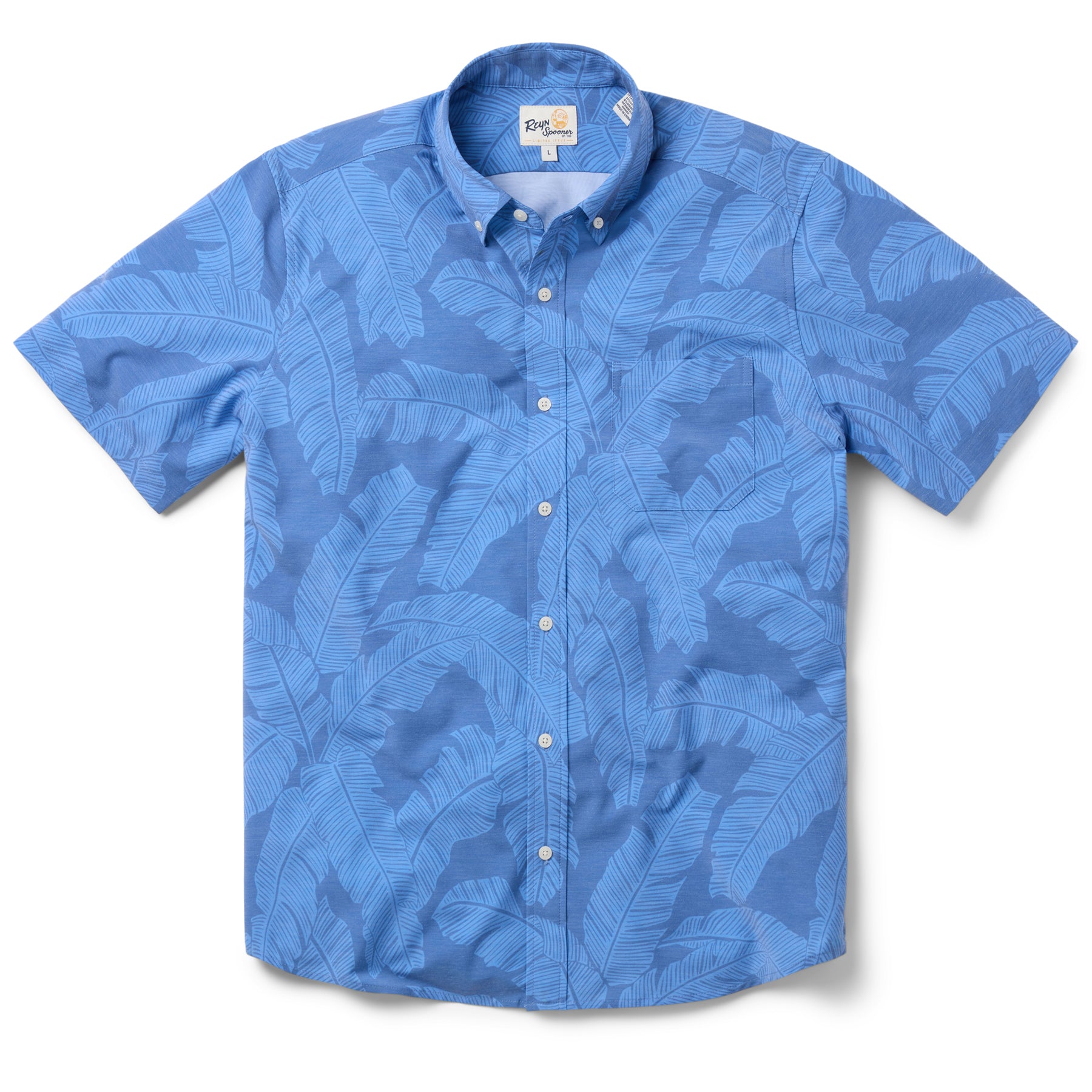 Reyn Spooner TROPICAL SHADE PERFORMANCE BUTTON FRONT in GRAY BLUE