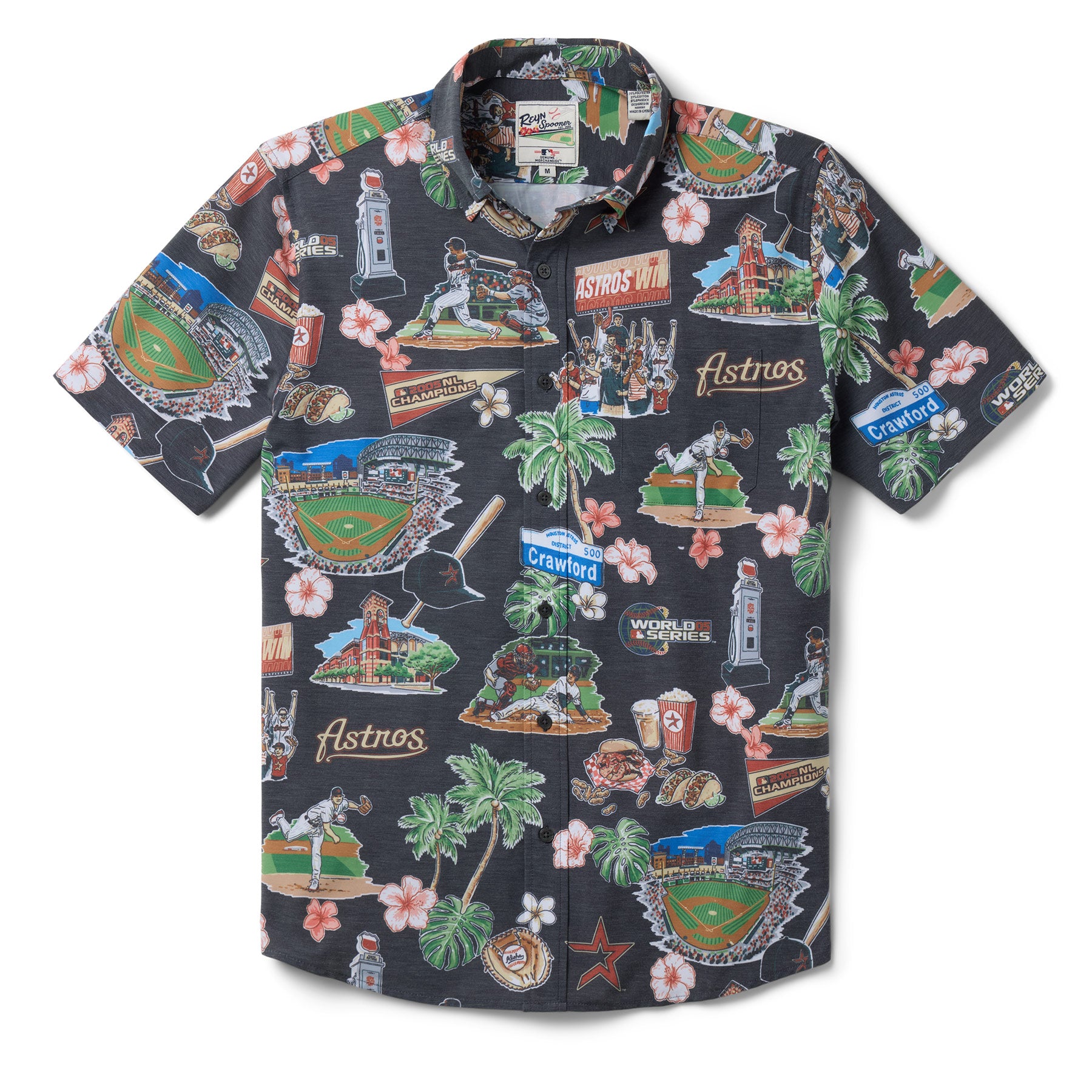 ［超レア］REYN SPOONER 野球選手キャラクター 半袖シャツ MLB® HOUSTON ASTROS SCENIC PERFORMANCE ALOHA SHIRT – Reyn Spooner