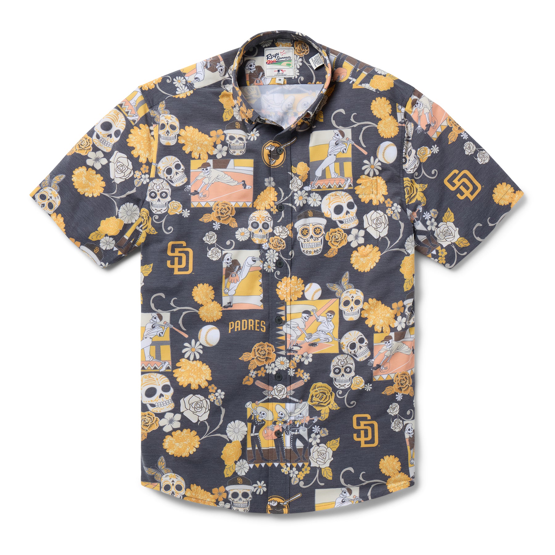 Reyn Spooner MLB® SAN DIEGO PADRES DÍA DE LOS MUERTOS PERFORMANCE BUTTON FRONT in BLACK