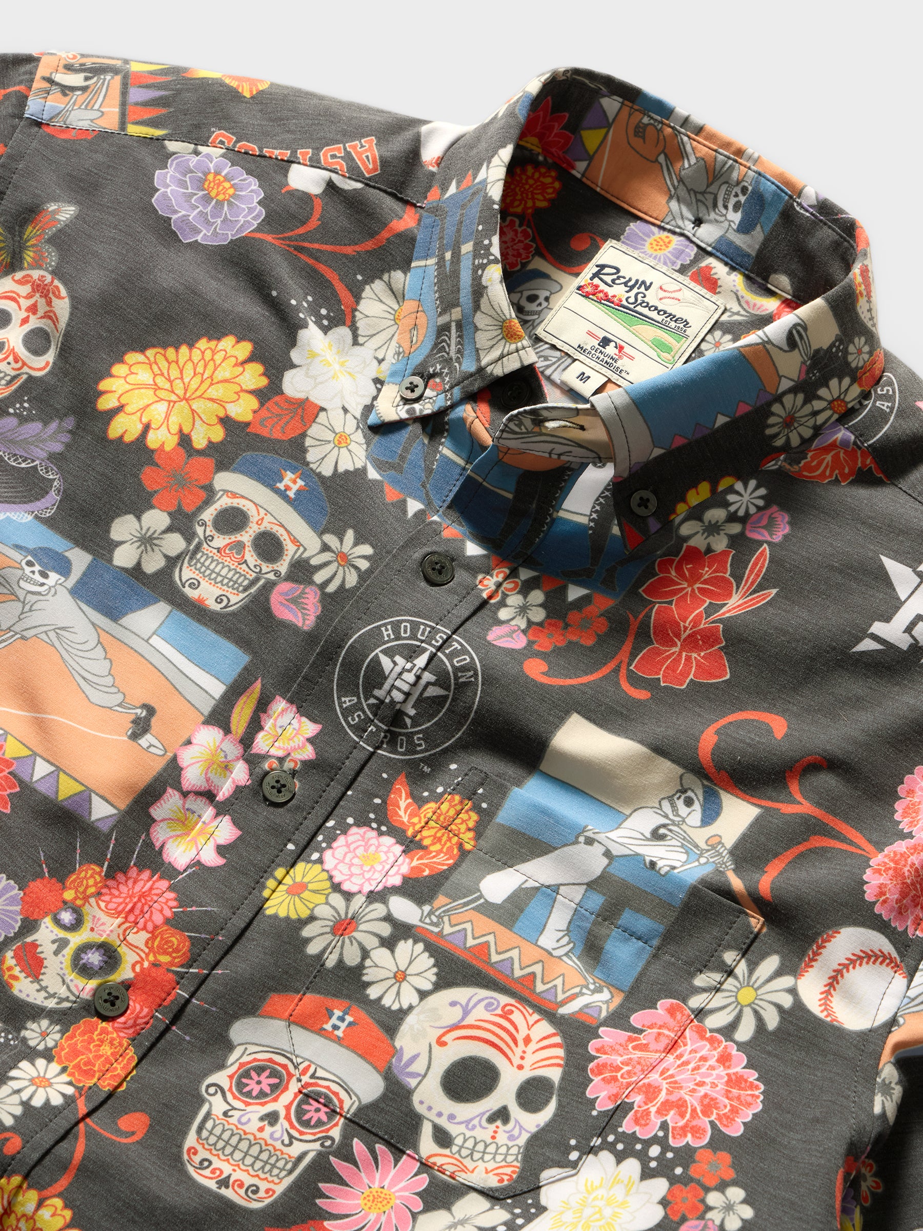 Reyn Spooner MLB® HOUSTON ASTROS DÍA DE LOS MUERTOS PERFORMANCE ALOHA SHIRT in BLACK