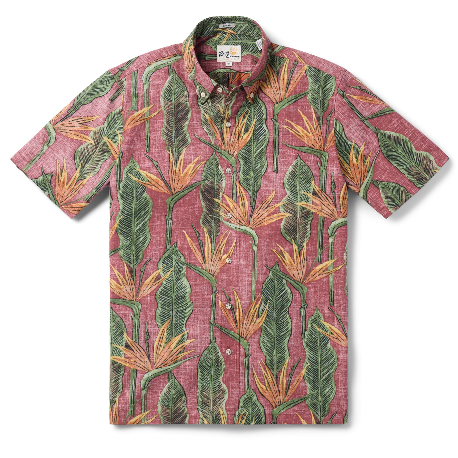 Reyn Spooner BIRDS IN BLOOM BUTTON FRONT in APPLE