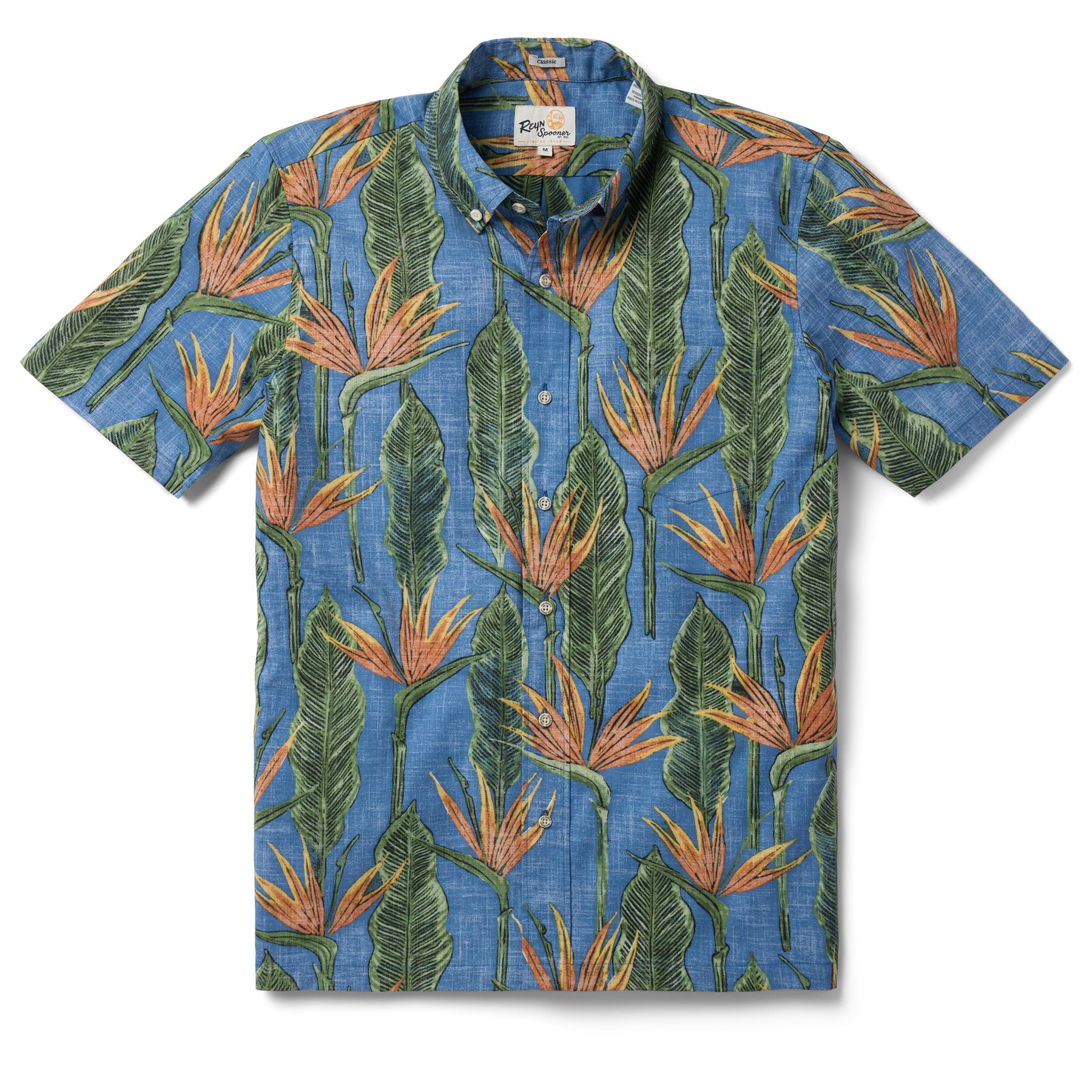 Reyn Spooner BIRDS IN BLOOM BUTTON FRONT in MOONLIGHT BLUE