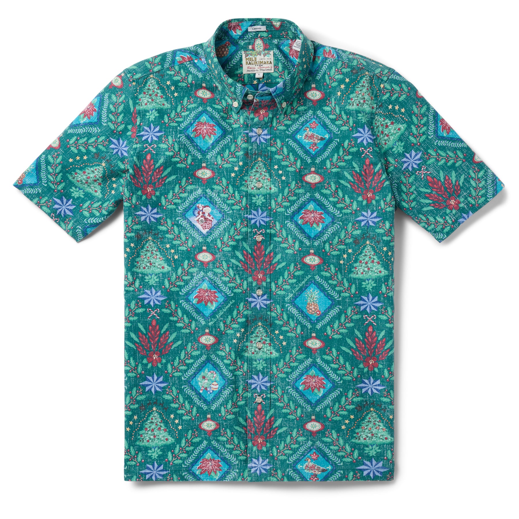 Reyn Spooner HAWAIIAN CHRISTMAS 2025 BUTTON FRONT in EVERGREEN