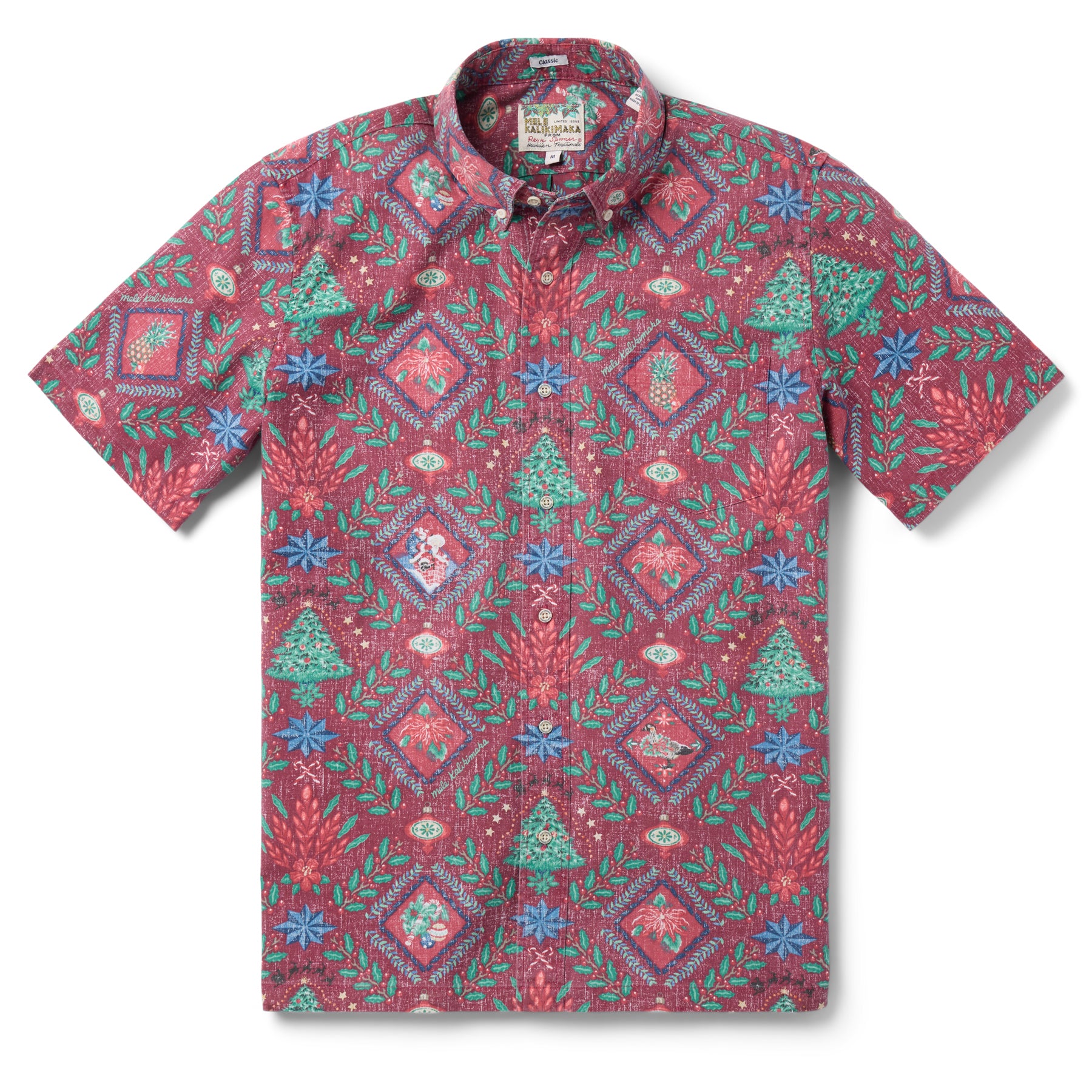 Reyn Spooner HAWAIIAN CHRISTMAS 2025 BUTTON FRONT in HOLIDAY RED