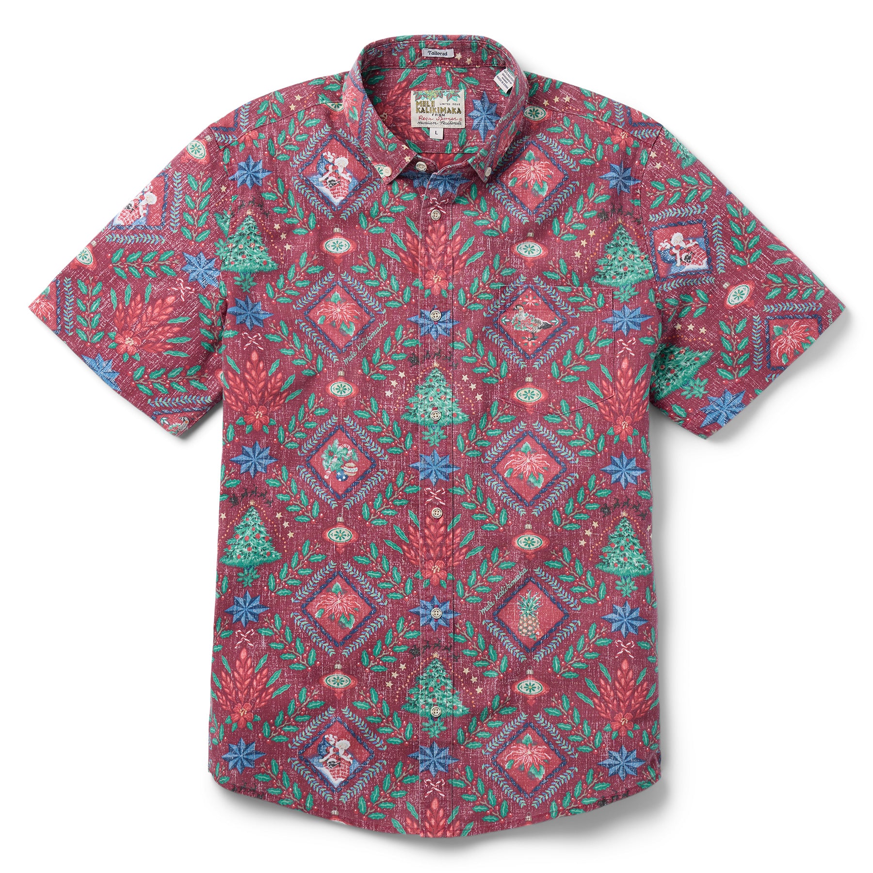 Reyn Spooner HAWAIIAN CHRISTMAS 2025 TAILORED in HOLIDAY RED