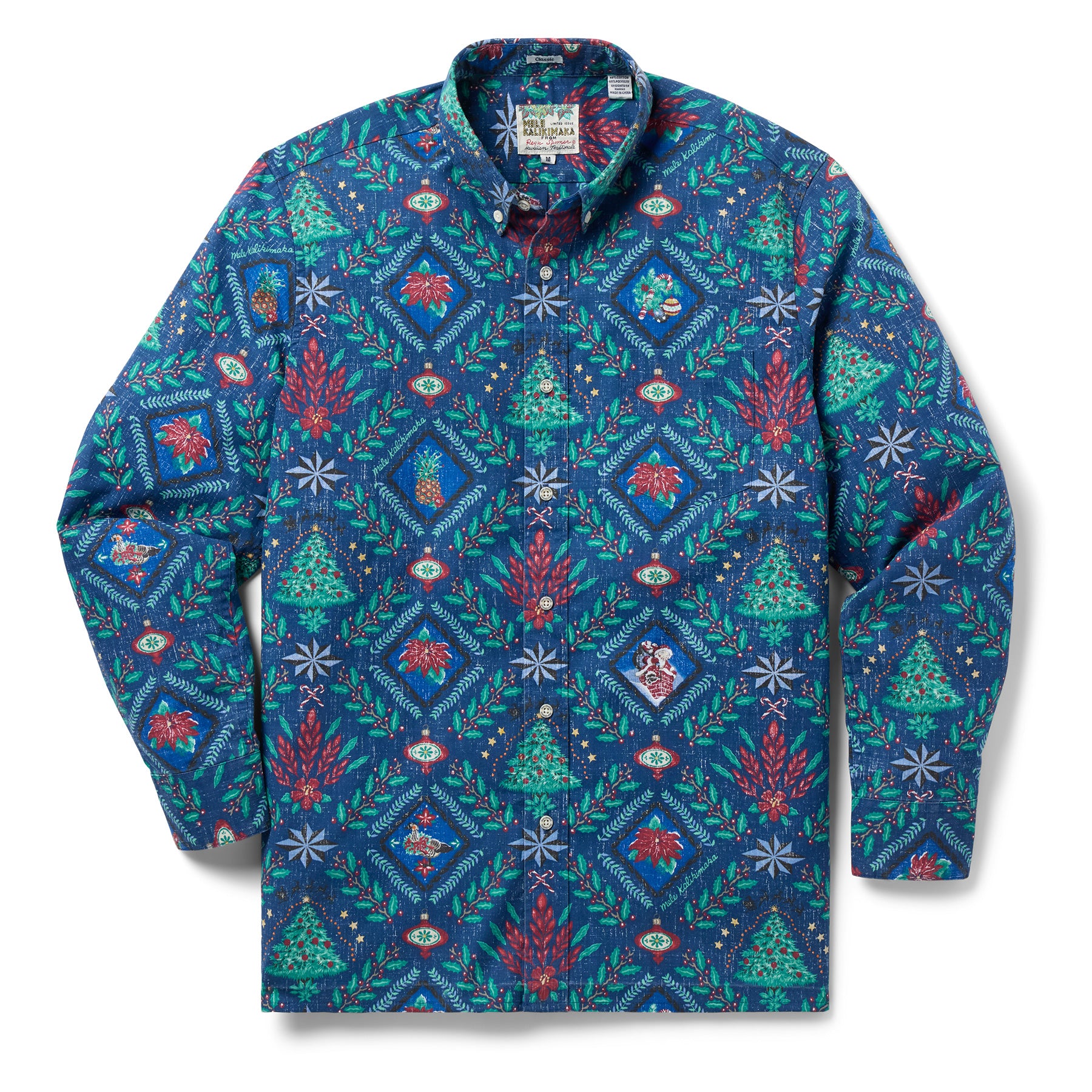 Reyn Spooner HAWAIIAN CHRISTMAS 2025 LONG SLEEVE in NAVY